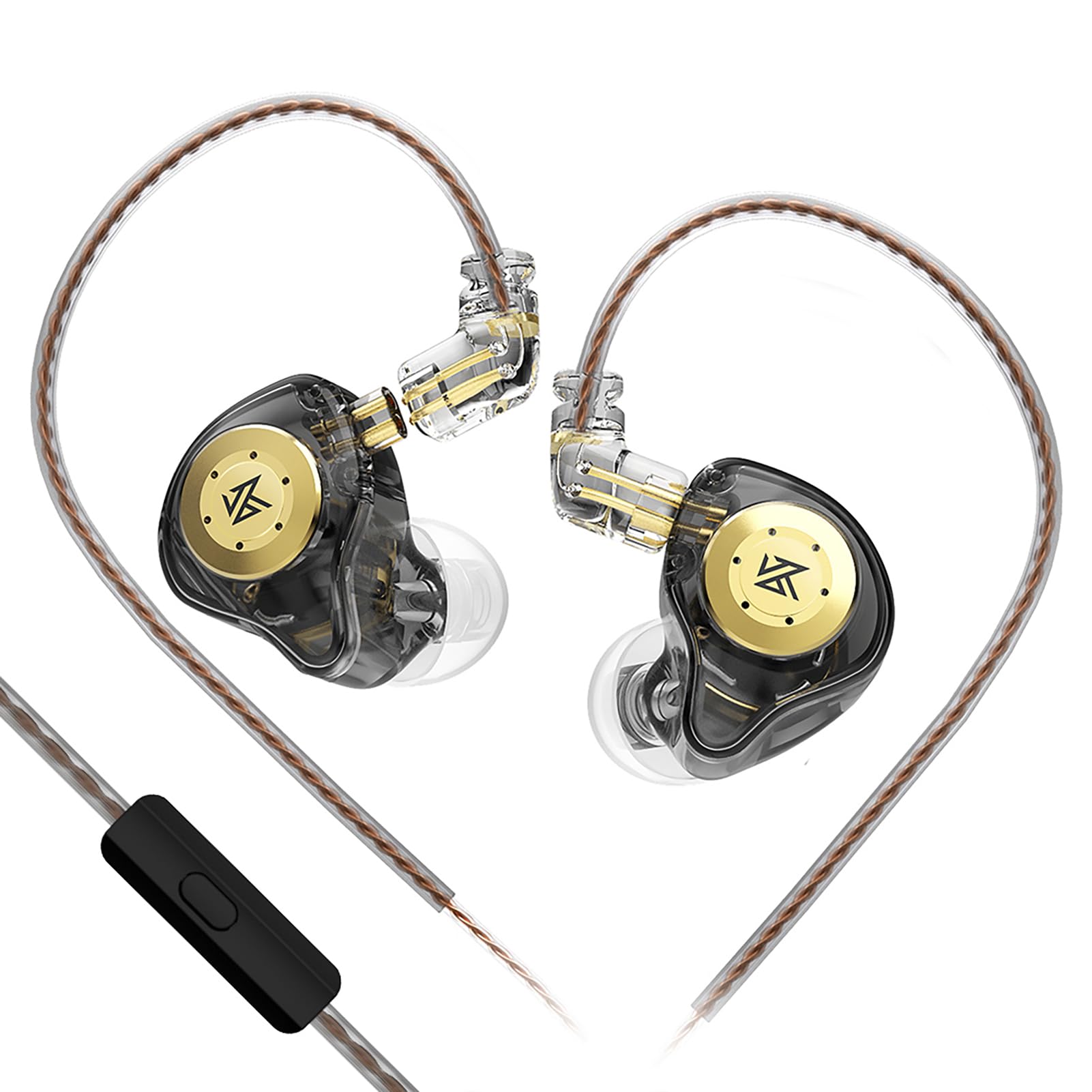 FEDAI Fones de ouvido KZ EDX Pro com fio 10 mm Dual Magnetic Dynamic Driver in Ear Monitor, HiFi Deep Bass Wired Earbuds com 5N OFC 2 pinos cabo destacável para músicos, palco cantor (preto com