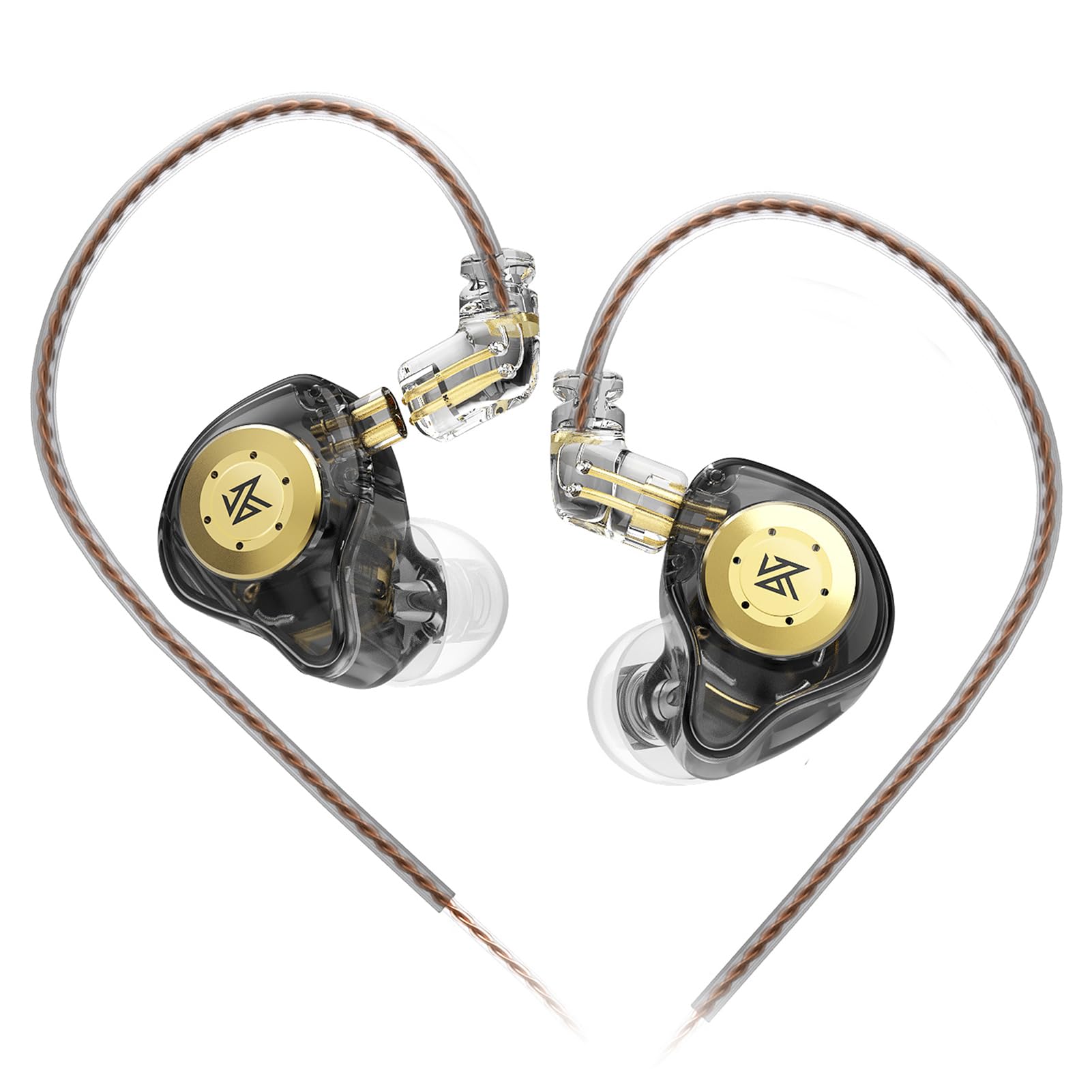 FEDAI Fones de ouvido KZ EDX Pro com fio 10 mm Dual Magnetic Dynamic Driver in Ear Monitor, HiFi Deep Bass Wired Earbuds com 5N OFC 2 pinos cabo destacável para músicos palco cantor (preto, sem