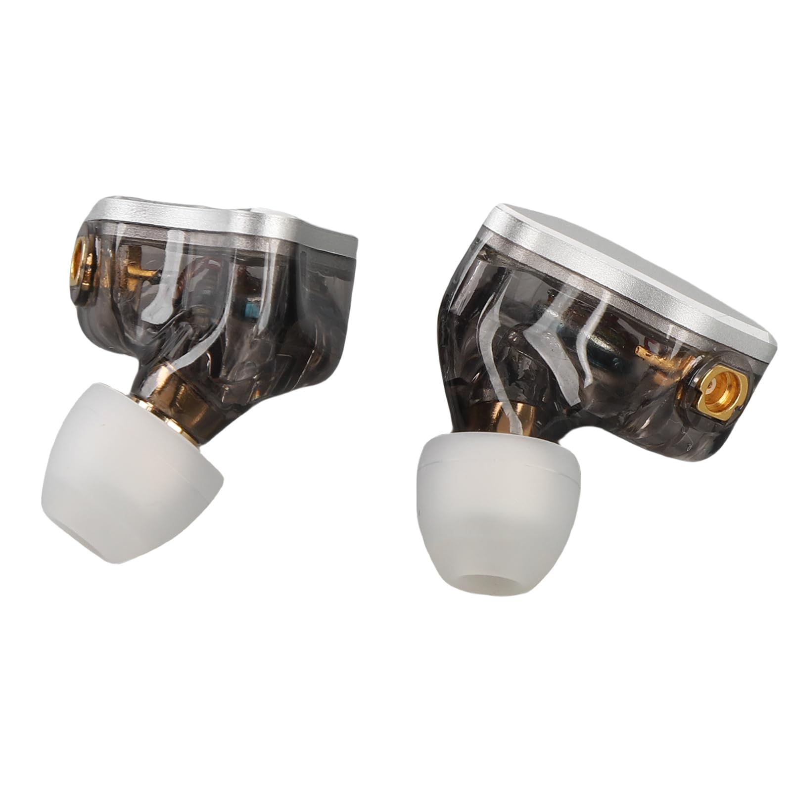 GOWENIC Fones de Ouvido IEM, Fones de Ouvido para Jogos Com Fio HiFi e Cabo Removível, de Com Cancelamento de Ruído para Músicos, Cantores, Monitoramento de Estúdio de Palco (Prata)