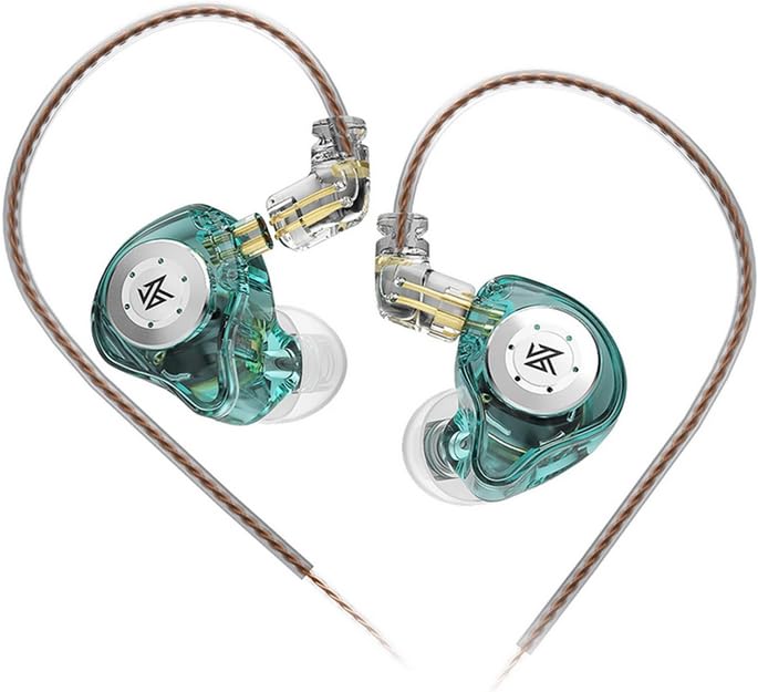 Fone de Ouvido KZX EDX Pro Fone com fio intra-auricular retorno música 1DD HiFi Deep Bass 10mm Dynamic Driver Over Ear Headset com cabo destacável Som Qualidade Premium - Cor (Sem Microfone, Verde)