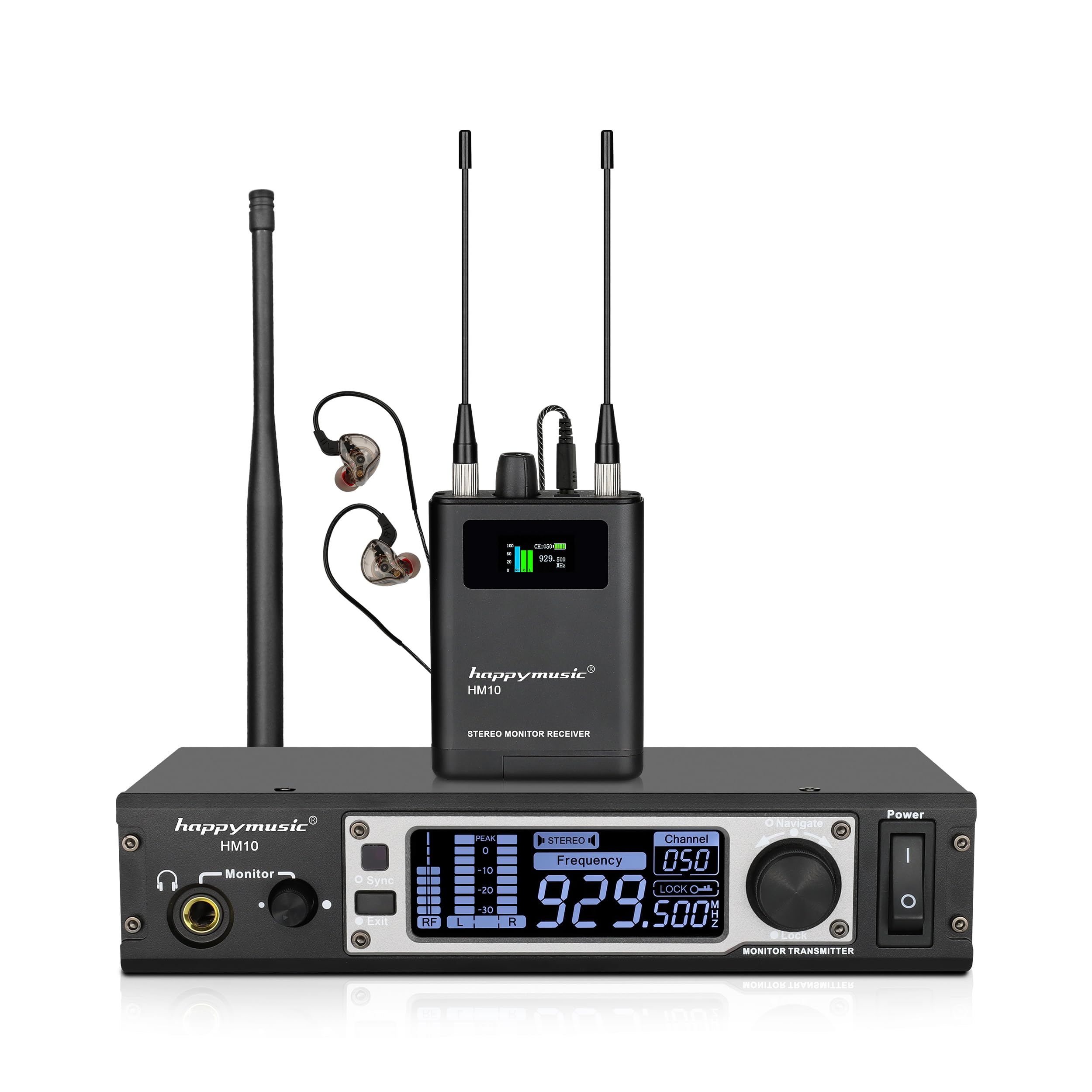happymusic Monitor intra-auricular estéreo sem fio HM-10 Retorno de palco sem fio profissional para apresentações em palco privado