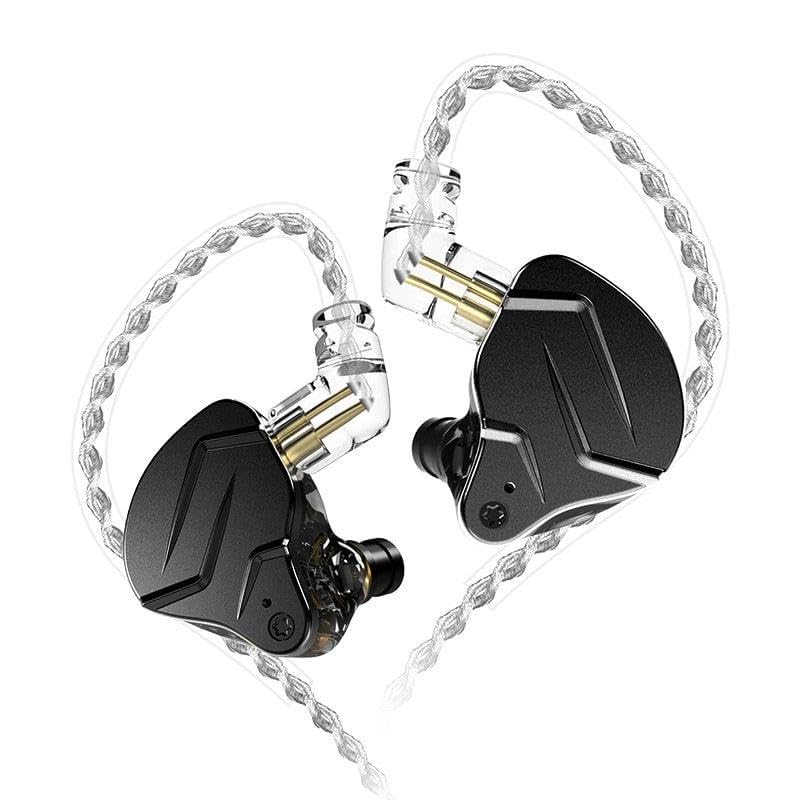 Fone De Ouvido In-Ear K-Z ZSN PRO X 4 Drivers, Tecnologia Hibrida, Cabo Removivel Banhado a Prata, Palco, Profissional [Sem Mic.] (Preto)