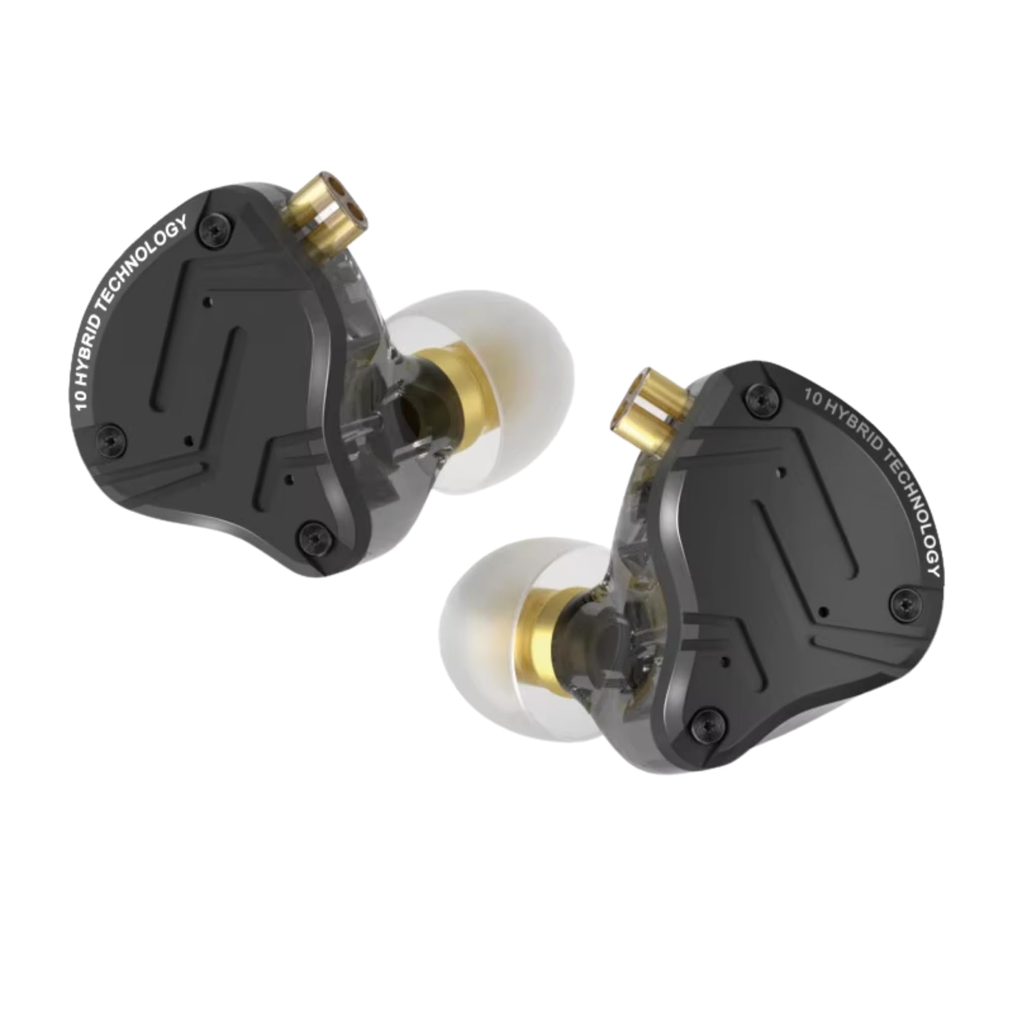 Fone De Ouvido In-Ear K-Z ZS10 PRO X 10 Drivers, Tecnologia Hibrida, Cabo Removivel Banhado a Prata, Palco, Profissional [Sem Mic.] (Preto)