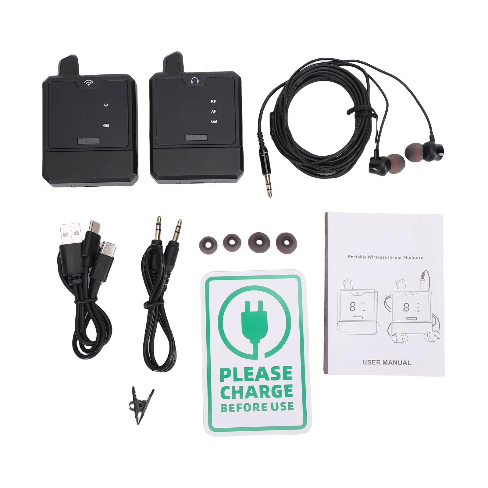 Alomejor de Monitor Intra-auricular Sem Fio, Bodypack Recarregável UHF Com Fones de Ouvido Com Cancelamento de Ruído de 16 Canais para Performance Em Palco (1 para 1)
