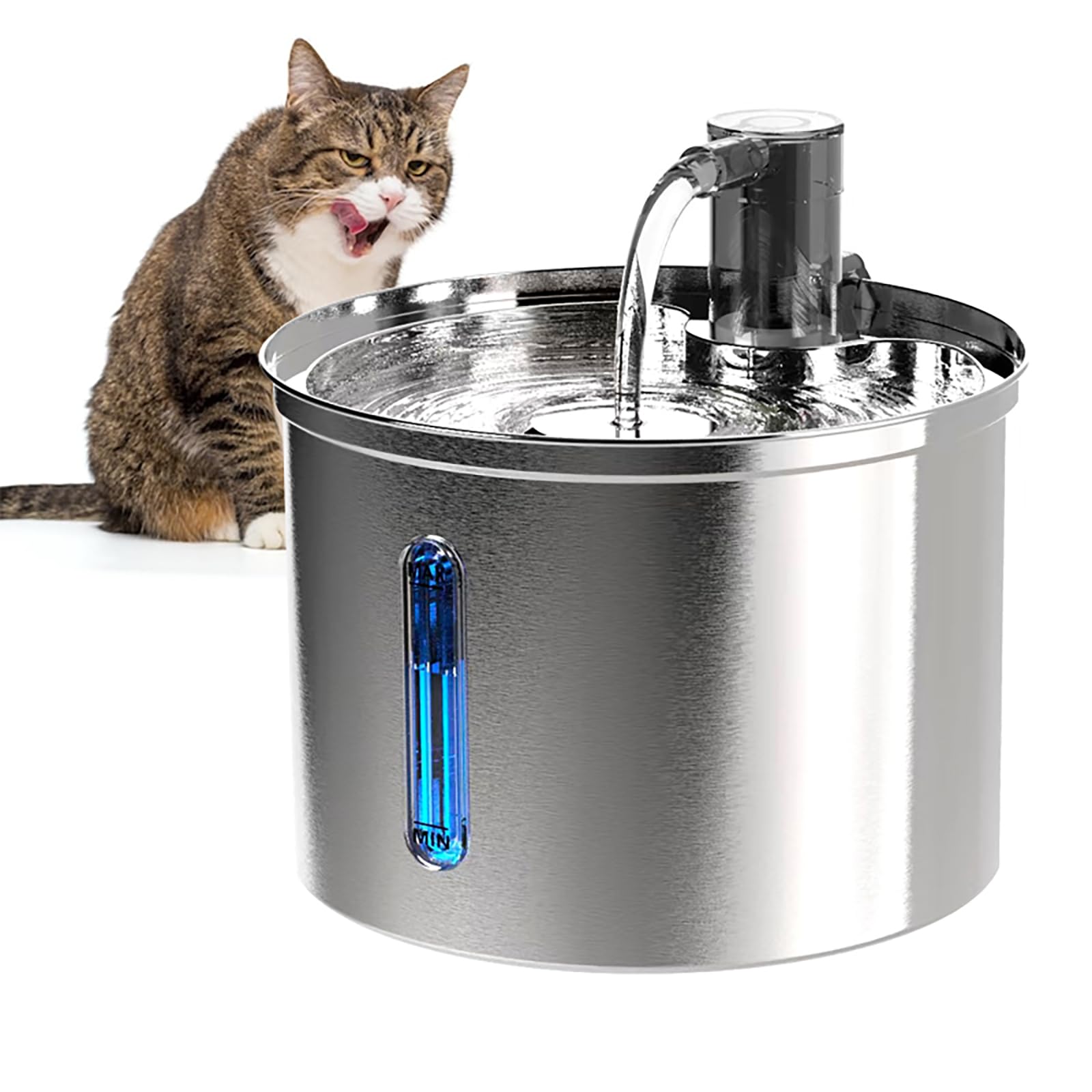 VEDO Bebedouro Fonte Água 3L Filtro Silenciosa Inox Para Gatos Cães Filtragem Automática, Fonte de água para Gatos-Janela de nível de água,Bivolt