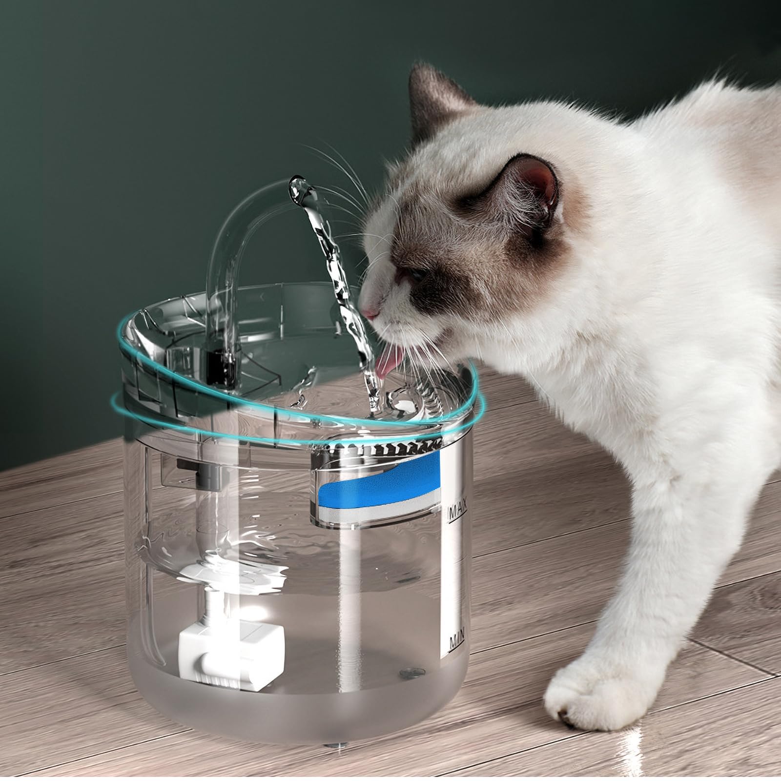 Amicus Bebedouro Tipo Fonte Com Filtro, Fonte Bebedouro de água para Gatos, Bebedouro para Animais de Estimação - Design Ergonômico, Portátil- 1,8L de Capacidade