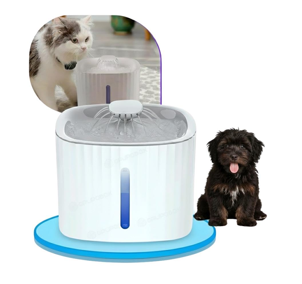 Bebedouro Automático para Pets, Fonte de Água 3L com Filtro de Carvão Ativado, Fluxo 360°, LED Indicador, Bivolt, Branco, 20x20x16cm