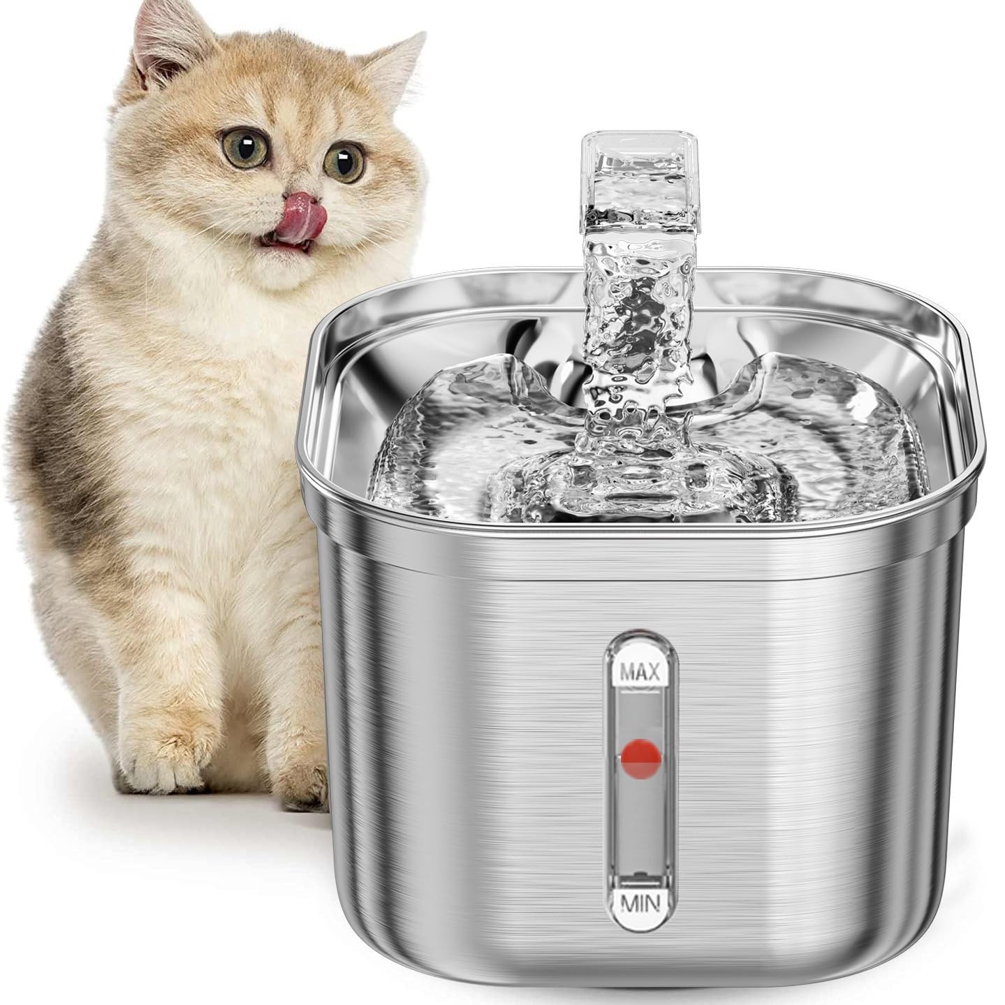 Bebedouro Fonte de Água Inox 2L Silencioso com Filtro Automático para Gatos e Cães, Bebedouro Gato Tipo Fonte, Fonte de Água para Animais