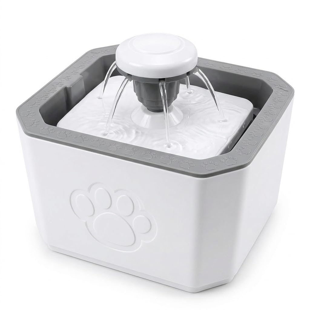 Fonte Bebedouro Automática para Cães e Gatos 2,5L USB Silenciosa com 3 Modos de Água e Filtro – Fonte para Pets BPA Free IP68 20cm Branco
