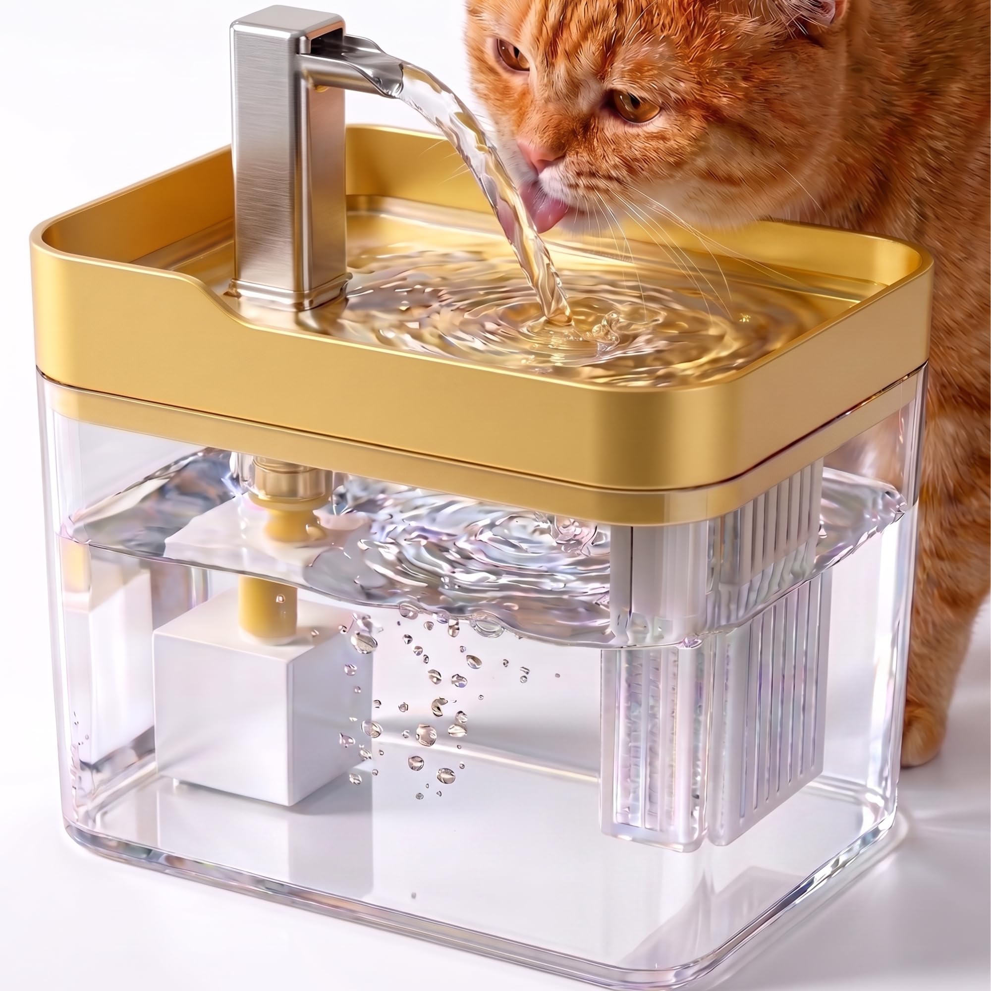 Bebedouro Fonte de Agua Automatica com Filtro 1.5L, Bebedouro Automático para Cães e Gatos Transparente Bebedouro Fonte De Água Para Cães Gatos Elétrico Pet
