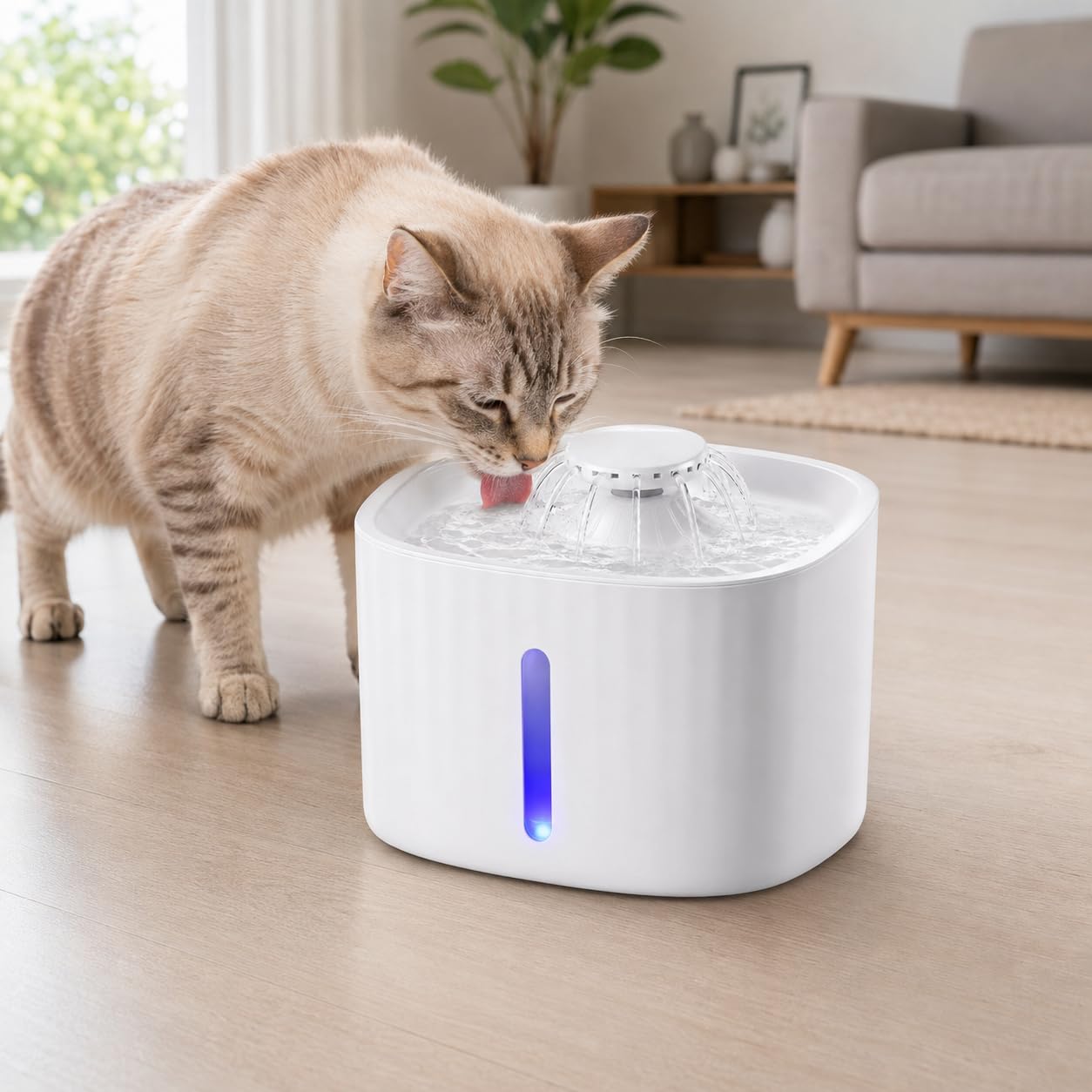 Bebedouro Fonte Automático para Cães e Gatos 3L com Filtro 3 Estágios, LED, Bomba Silenciosa e Desligamento Automático USB