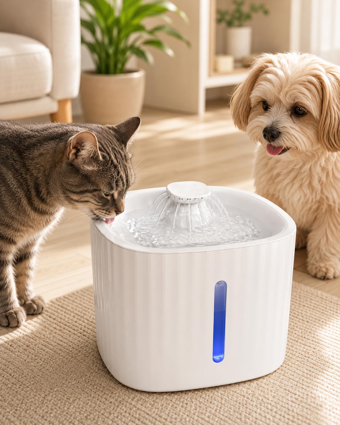 Bebedouro Automático para Gatos e Cães, Fonte de Água 3L, Com Filtro, Fluxo 360°, Bomba Silenciosa, Indicador LED, USB, para Pets de Pequeno e Médio Porte