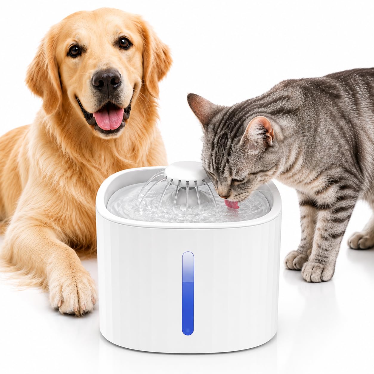 Bebedouro Automático 3L para Gatos e Cães Fonte de Água Silenciosa com Filtro Triplo Visor LED Luz Noturna USB Fluxo 360° Água Fresca para Pets