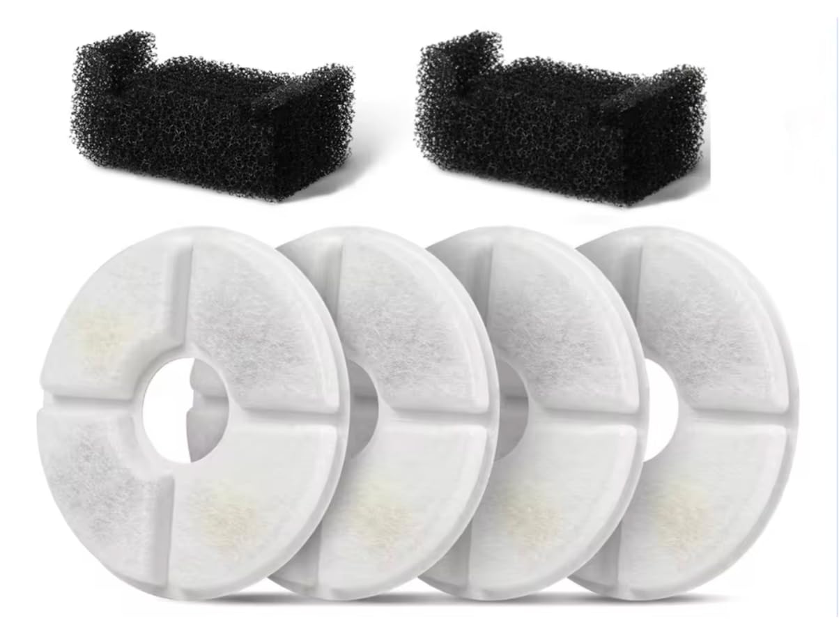 Filtro para Bebedouro de Gato | Kit 4 unidades de Filtros Redondos de Carvão Ativado para Fonte de Água 2,4L | Remove Impurezas e Odores
