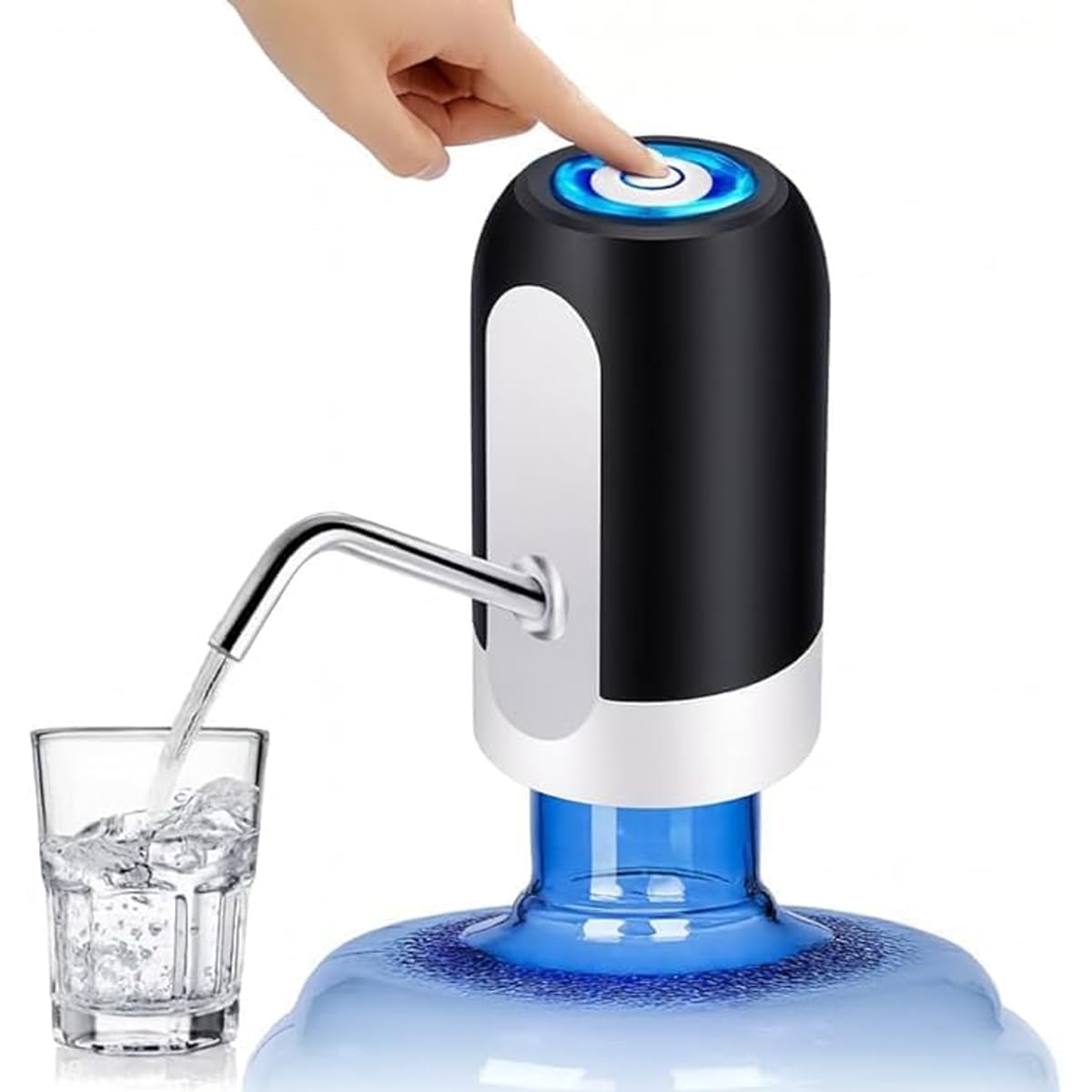 Bomba Elétrica para Galão de Água Recarregável USB – Bebedouro Automático Portátil para Garrafão 5L, 10L e 20L com Bico em Aço Inox e Acionamento por 1 Toque - Água sem esforço