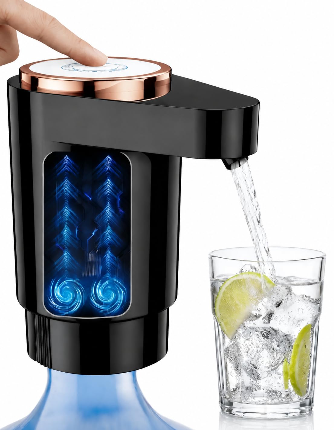 Bomba de Água para Galão e Garrafão 5L 10L 20L, Dispenser Automático Recarregável USB, Bebedouro Elétrico Smart Touch com Display Digital, Bomba Dupla, Portátil para Casa Escritório Premium (PRETO)