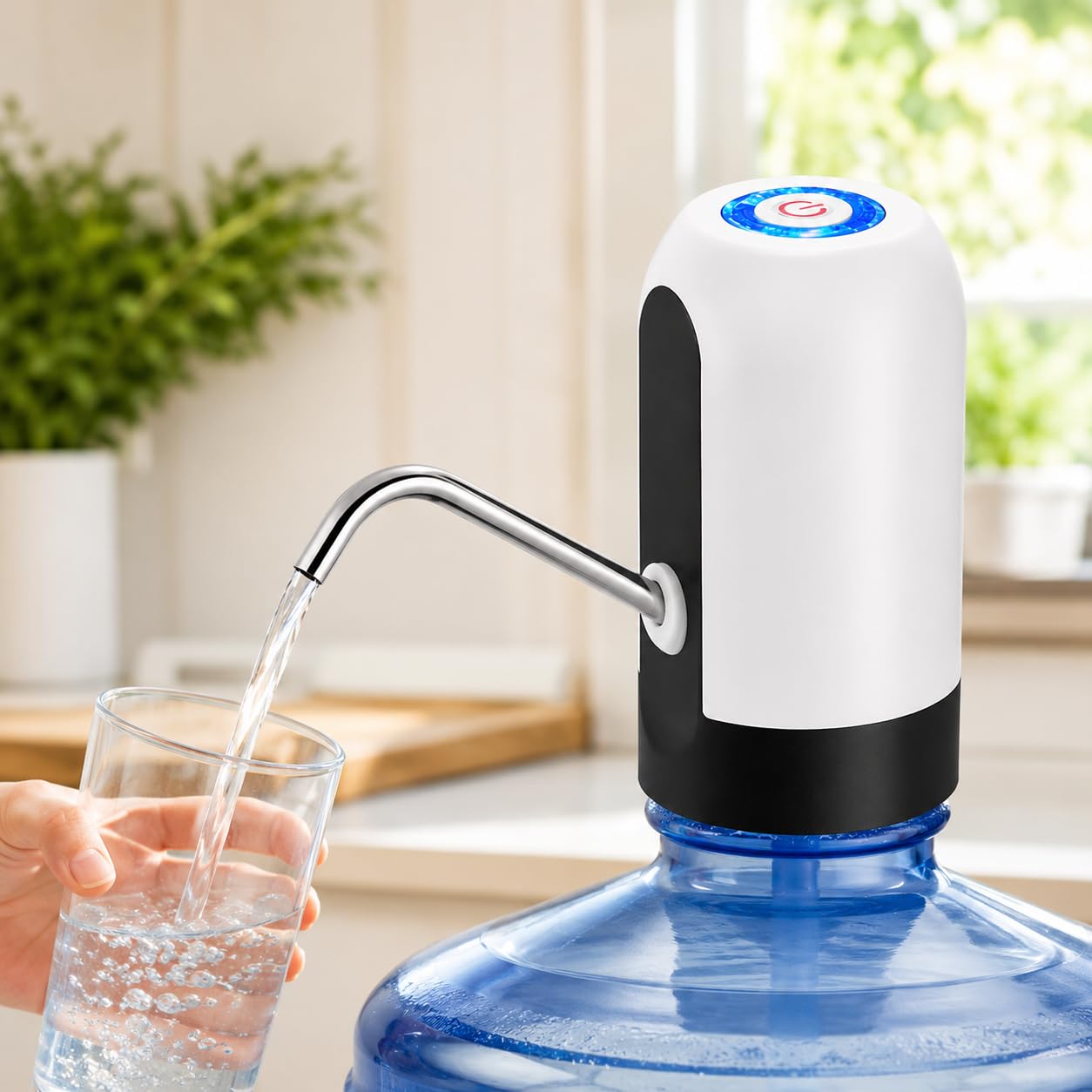 Bebedouro Elétrico Recarregável para Galão de Água 10L e 20L | Bomba Automática USB-C Portátil | Acionamento por Toque | Bateria de Longa Duração | Uso Residencial e Escritório