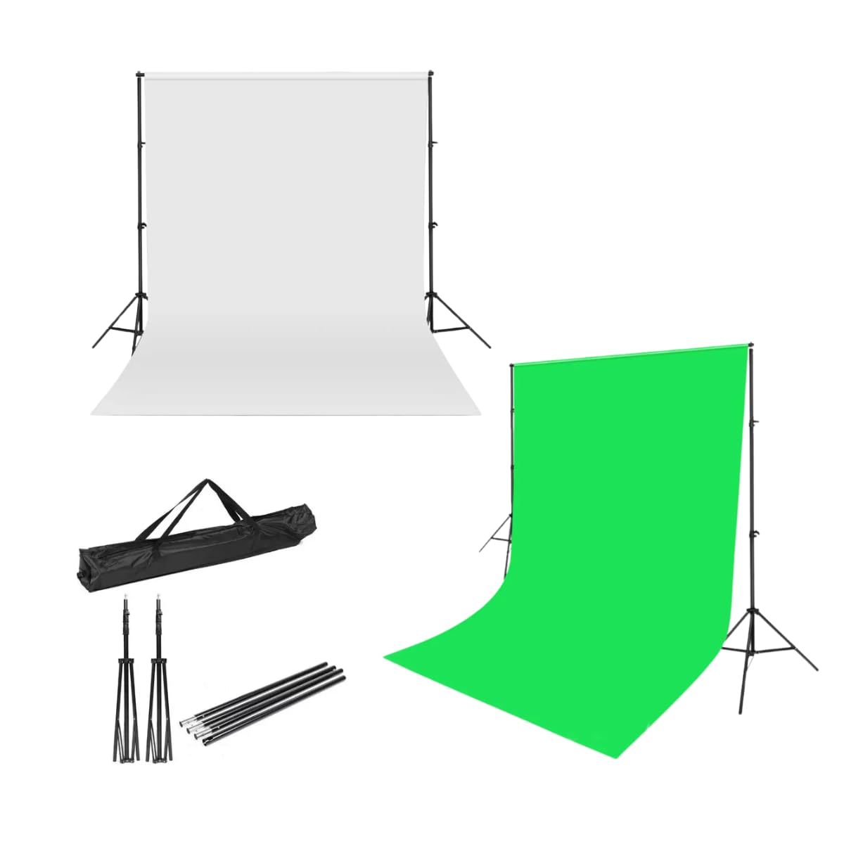 Kit Suporte + Fundo Infinito 3x2m Verde Branco Chroma Key