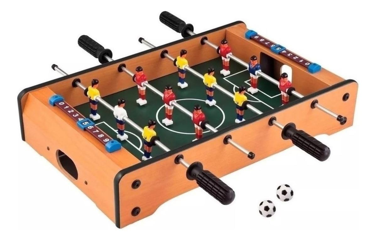 Pebolim Jogo de Futebol de Mesa Portátil Completo 12 Jogadores 31x51cm Placar e Bolas