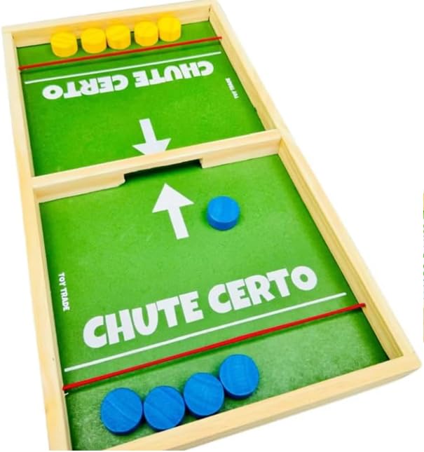 Jogo de Tabuleiro Chute Certo ToyTrade - Brinquedo Educativo Pedagógico Futebol Rapido Campinho Gol Jogo de Futebol de Mesa, 41 x 23 cm, Brinquedo Educativo para Família