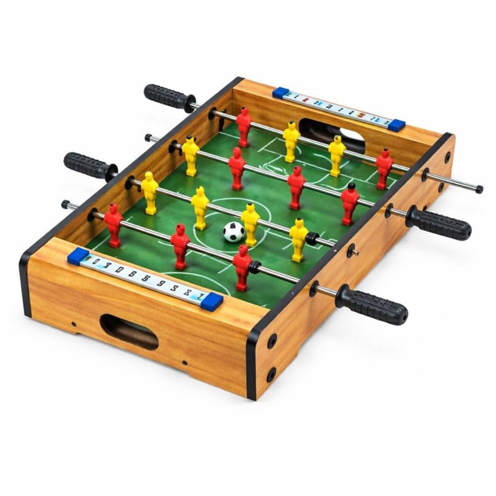 Jogo Futebol Totó Mini Mesa com 2 Hastes 16 Jogadores Infantil Portátil Madeira