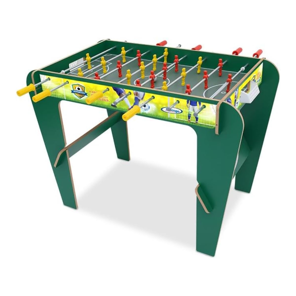 Xalingo Mesa de Pebolim Super Copa, Verde, Pés de Madeira, 106x83x77 cm, com Bolas, para Uso Interno