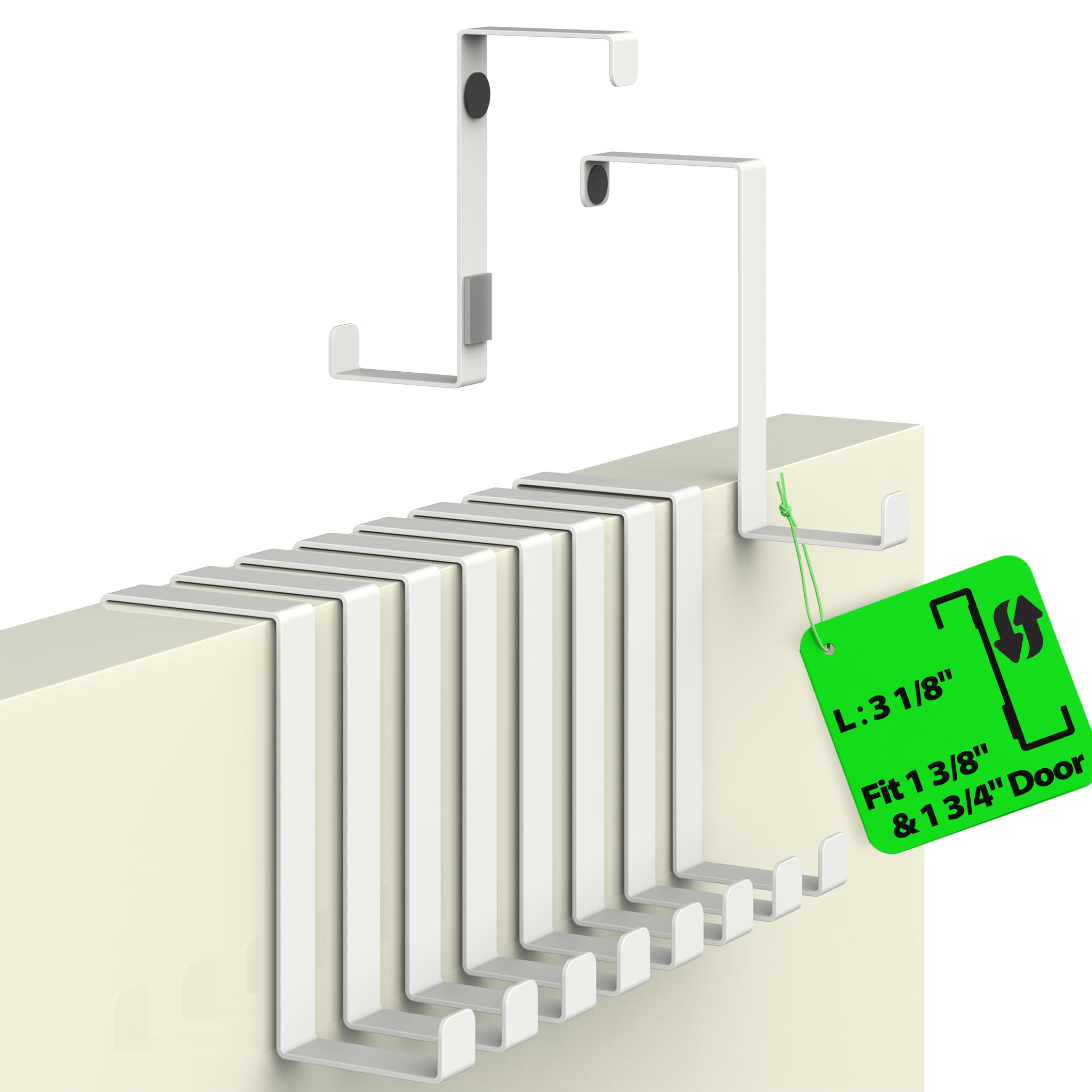 Menz Conjunto de 10 ganchos sobre a porta - ganchos de porta de dois lados para pendurar em ambientes internos, ganchos para pendurar ao ar livre - gancho de porta, gancho de porta, branco