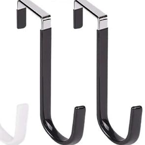 Kit de Gancho de Porta Metálico - Cabideiro de Porta Organizador para Quarto e Banheiro, Porta Toalha Banheiro Sem Furo, Pendurador de Roupa Multiuso (Preto,Kit 2 Peças)