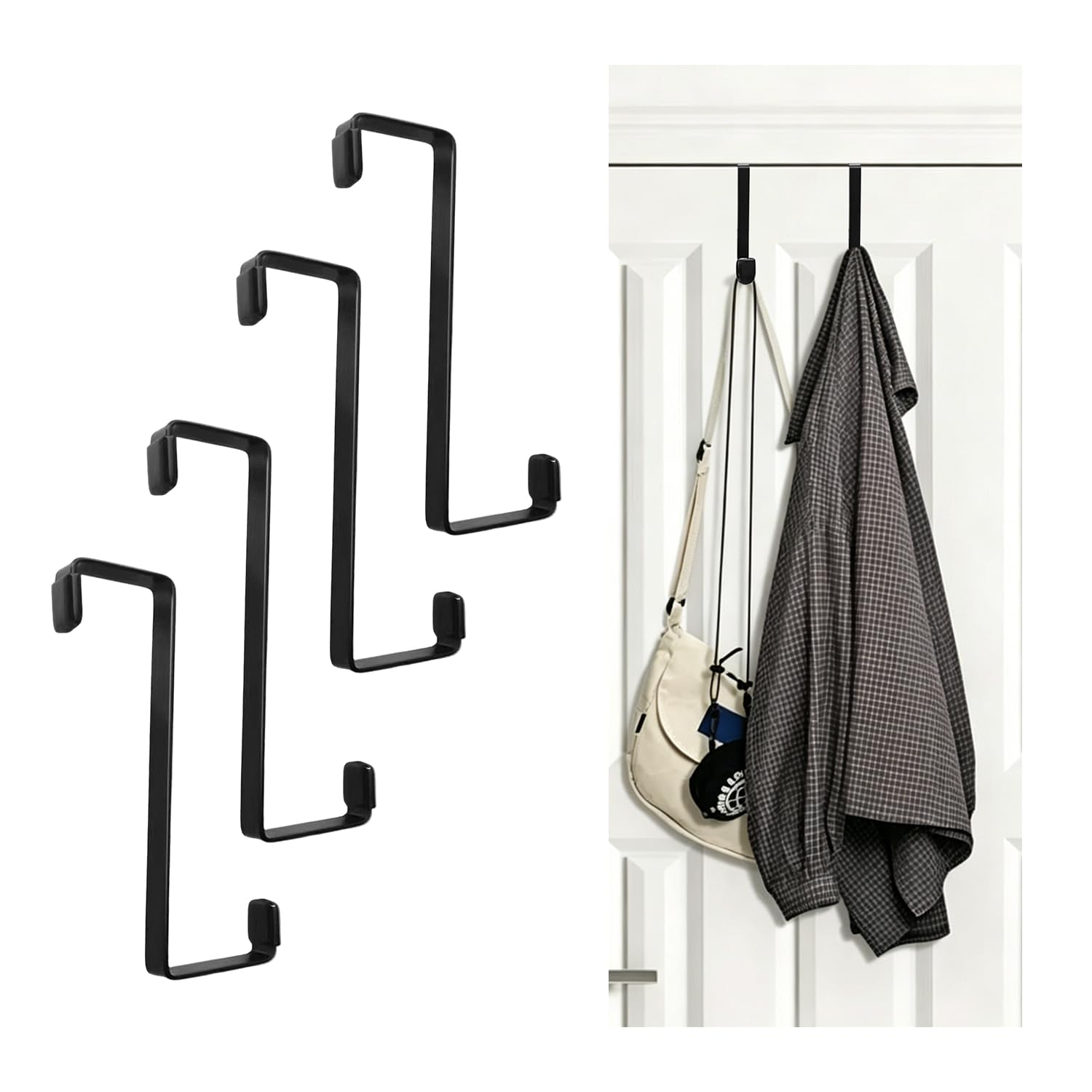 O gancho de porta mais forte que você já terá – comporta 5,4 kg sem dobrar, sem necessidade de ferramentas, design de extremidade dupla para portas, armários e armários para toalhas, casacos e bolsas