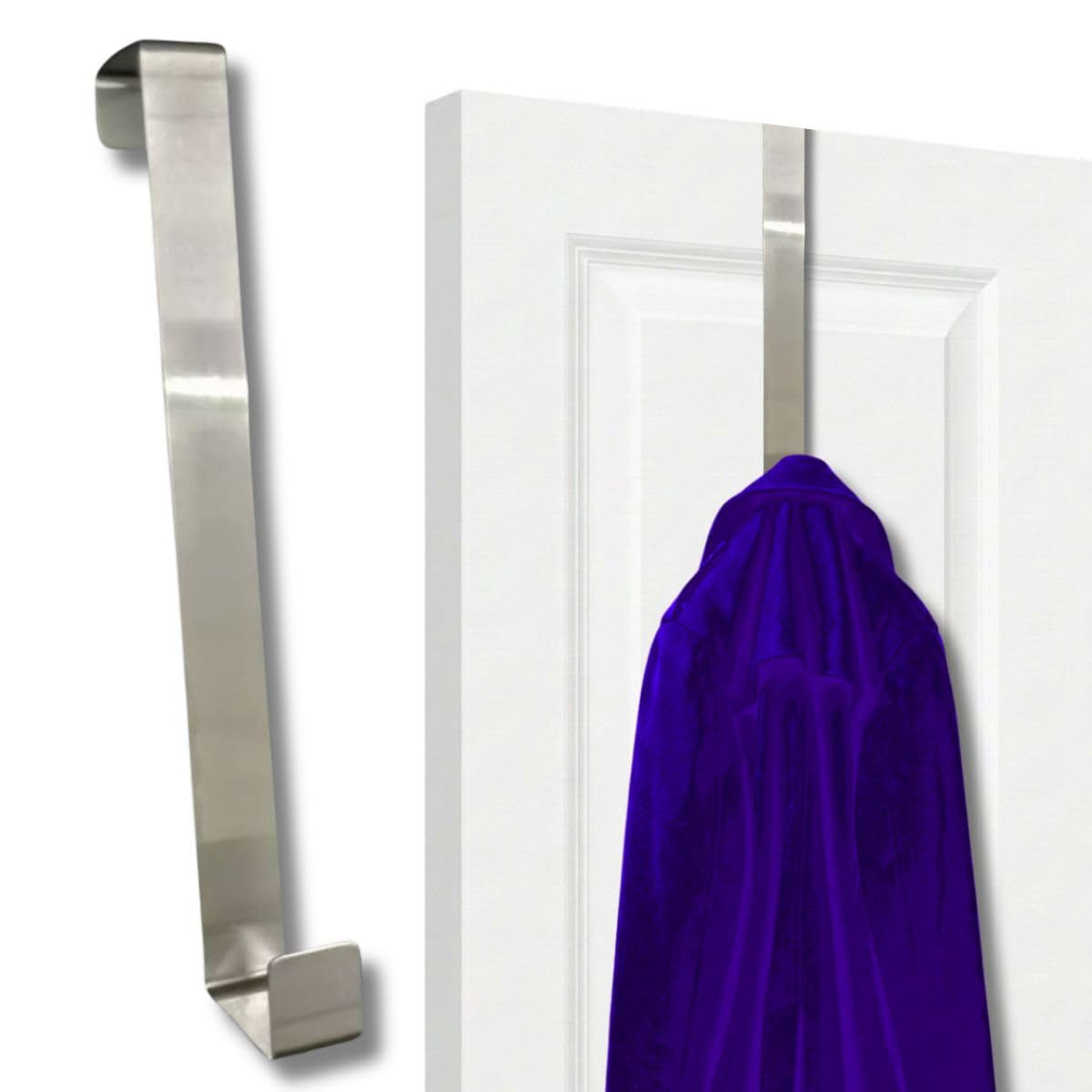 Suporte Gancho de Porta em Inox, 30cm, cabide Ideal para pendurar guirlanda de Natal, Enfeites de Porta, casacos, toalhas, bolsas e mochilas