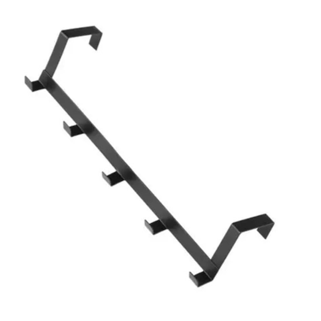 Suporte Cabide Para Porta com 5 Ganchos,cabideiro de parede,cabideiro de porta e pendurador de roupa,Organizador Multiuso para Casa Banheiro Entrada Dimensão 6,3×7,5×29cm (PRETO)