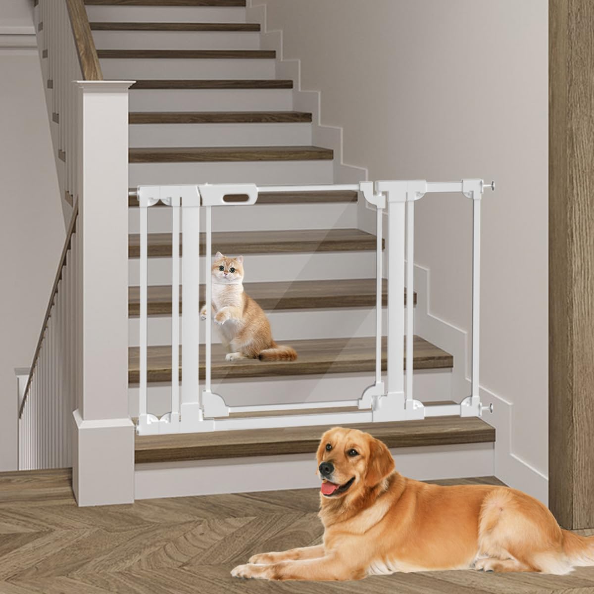 Portão De Segurança Transparente Para Bebês, Ideal Para Escadas, Com Largura De 74 A 122 Cm E Altura De 76 Cm. Feito Em Acrílico Com Sistema De Pressão, Facilita A Passagem E Fecha