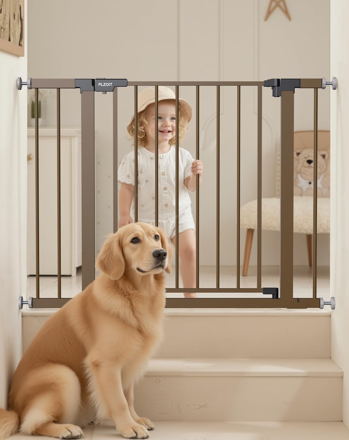 Portão De Segurança Infantil De 75 A 103 Cm Para Escadas, Portão Para Cães Para Portas, Portão De Segurança De Metal Com Fechamento Automático Para Bebês, Portão De Segurança Para Casa