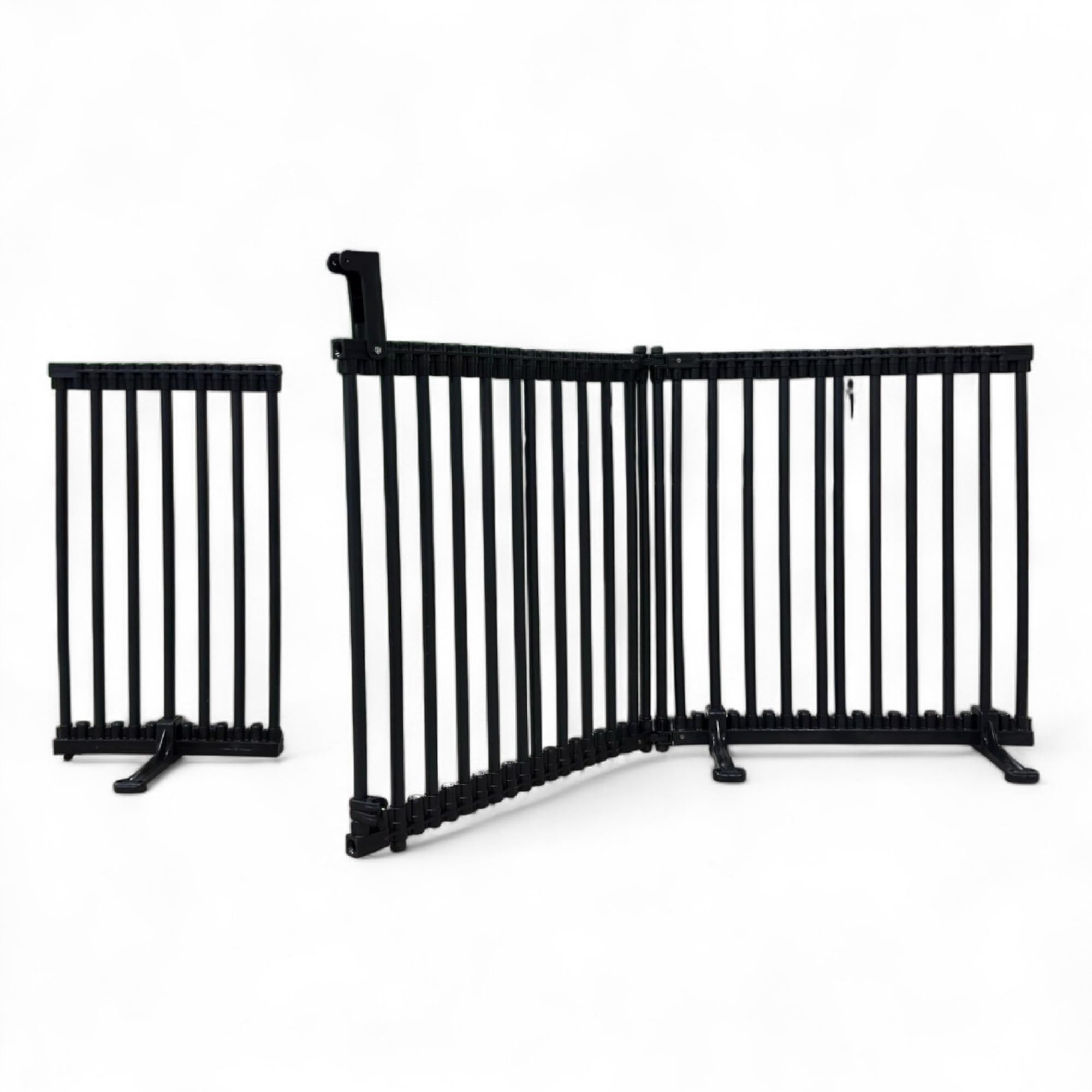 Portão Proteção Jardim Piscina e Escadas 5cm entre as grades 60cm 100cm Altura Portão de Segurança para Criança e Pet Cores Preto ou Branco Forte Seguro(Preto | 60cm Altura, 147cm | Comprimento)