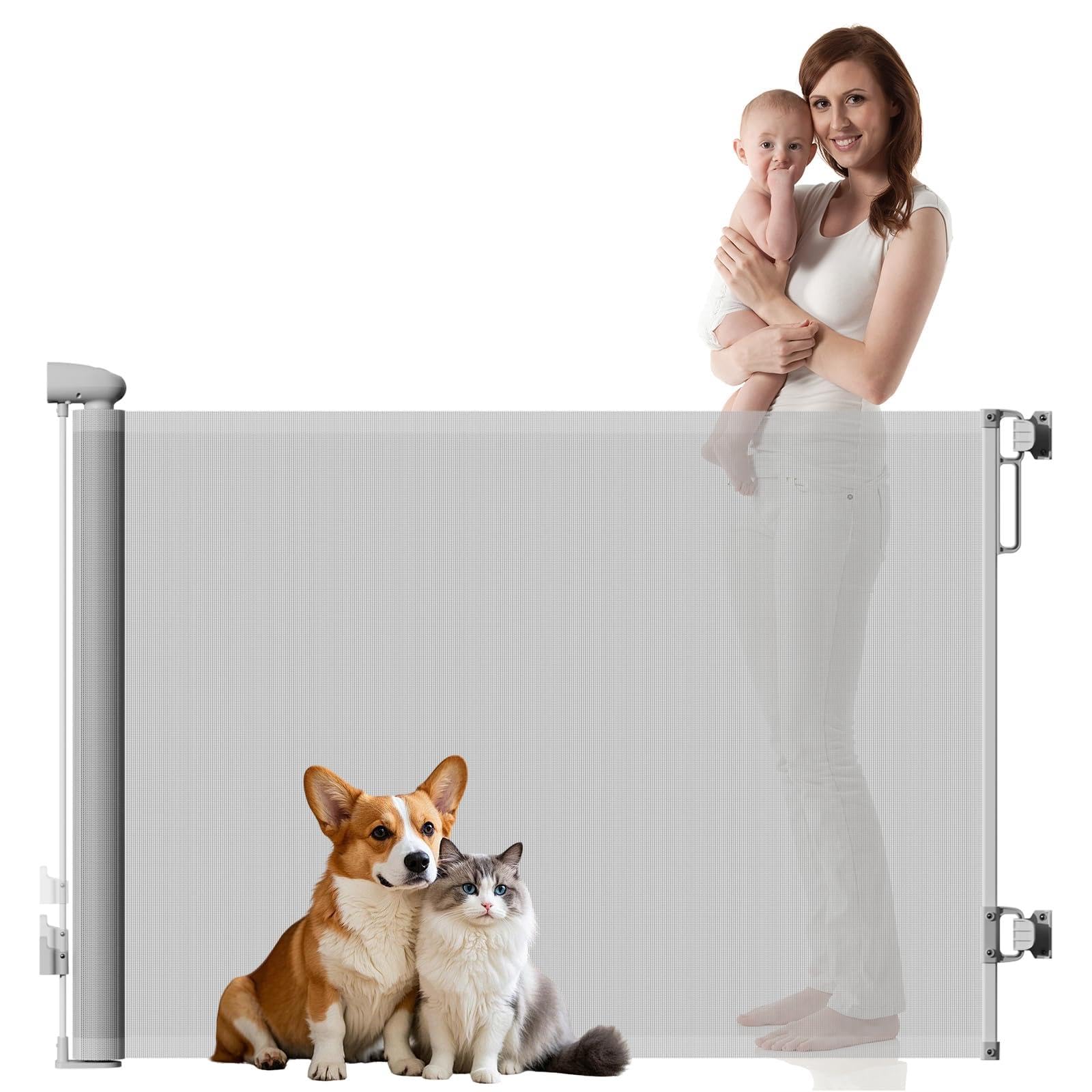 3M Portão Grade Retrátil de Proteção para Bebês e Cachorros, Portão de Segurança Bebê Pet, com Mecanismo de Bloqueio, para Escada, Cozinha, Varanda, Instalação por Furação