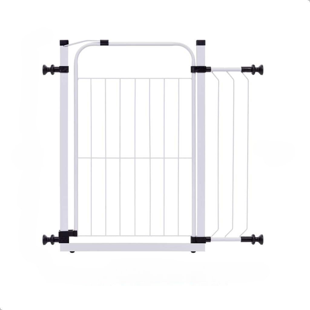 Portão de Segurança Pet Ajustável 69-89cm com Extensor Grade Metálica 80cm Altura Sem Furo Trava Segurança para Cães Porta Corredor(BRANCO)