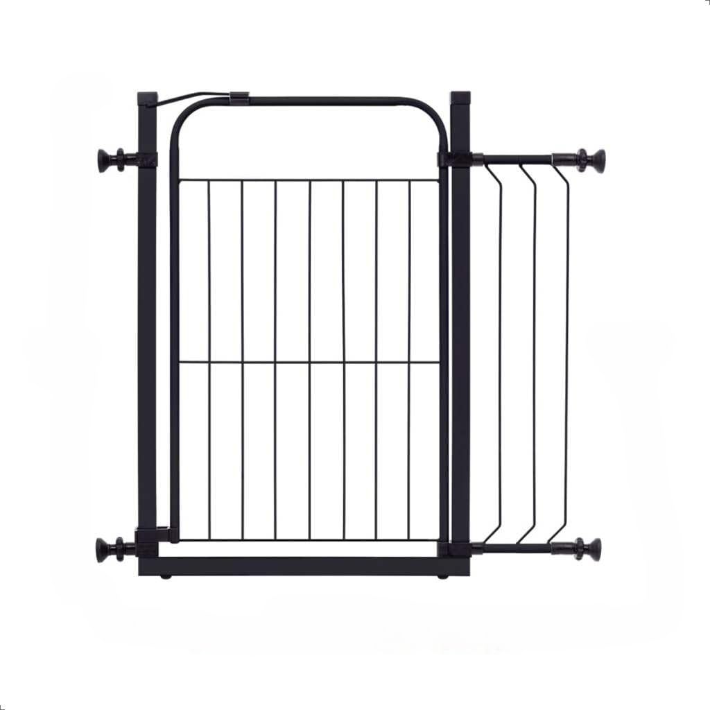 Portão de Segurança Pet Ajustável 69-89cm com Extensor Grade Metálica 80cm Altura Sem Furo Trava Segurança para Cães Porta Corredor(PRETO)