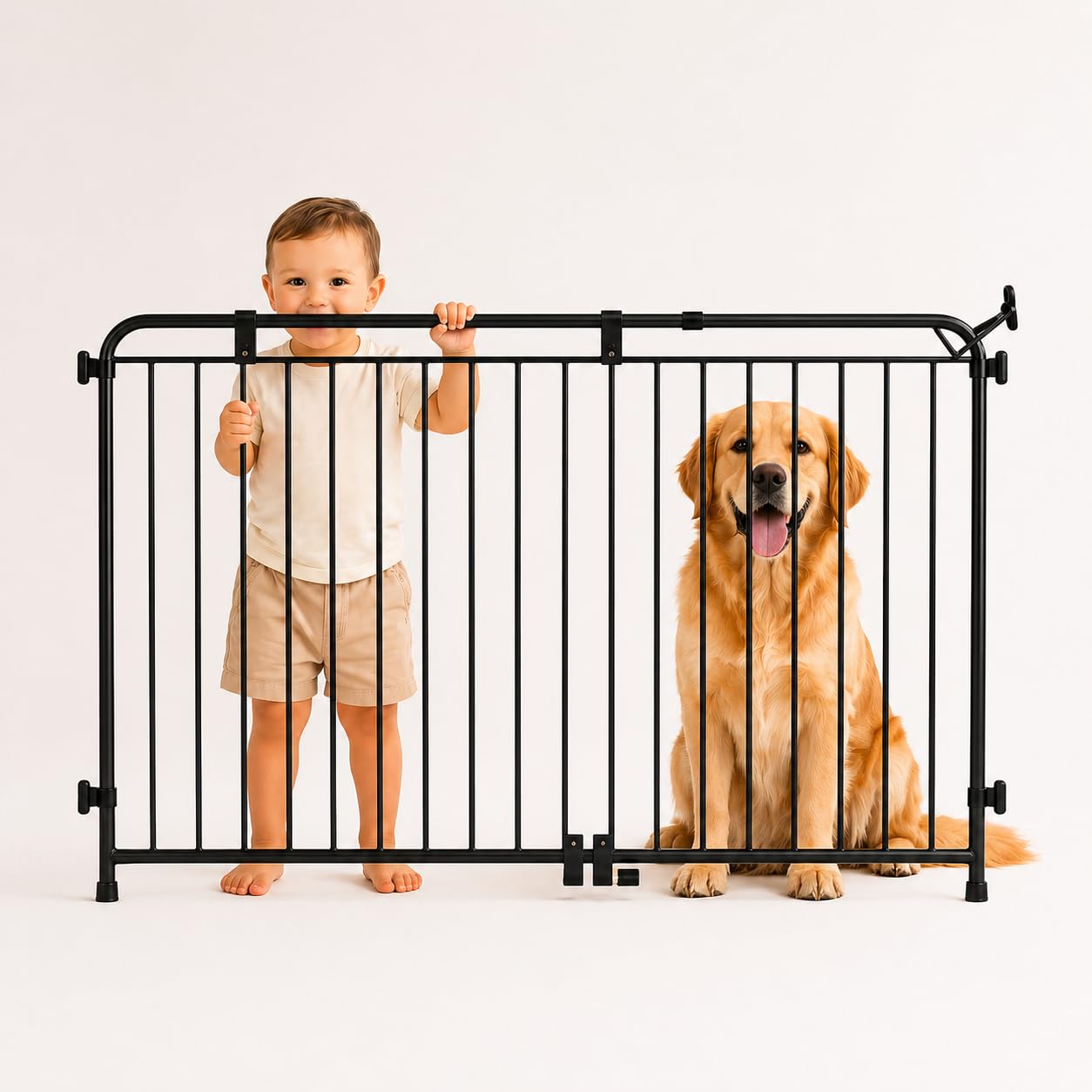 Portão de Segurança 70 A 116 cm Expansivo Ajustável Grande para Bebês Criança Cães Pet Proteção em Aço Reforçado Premium (Preto)