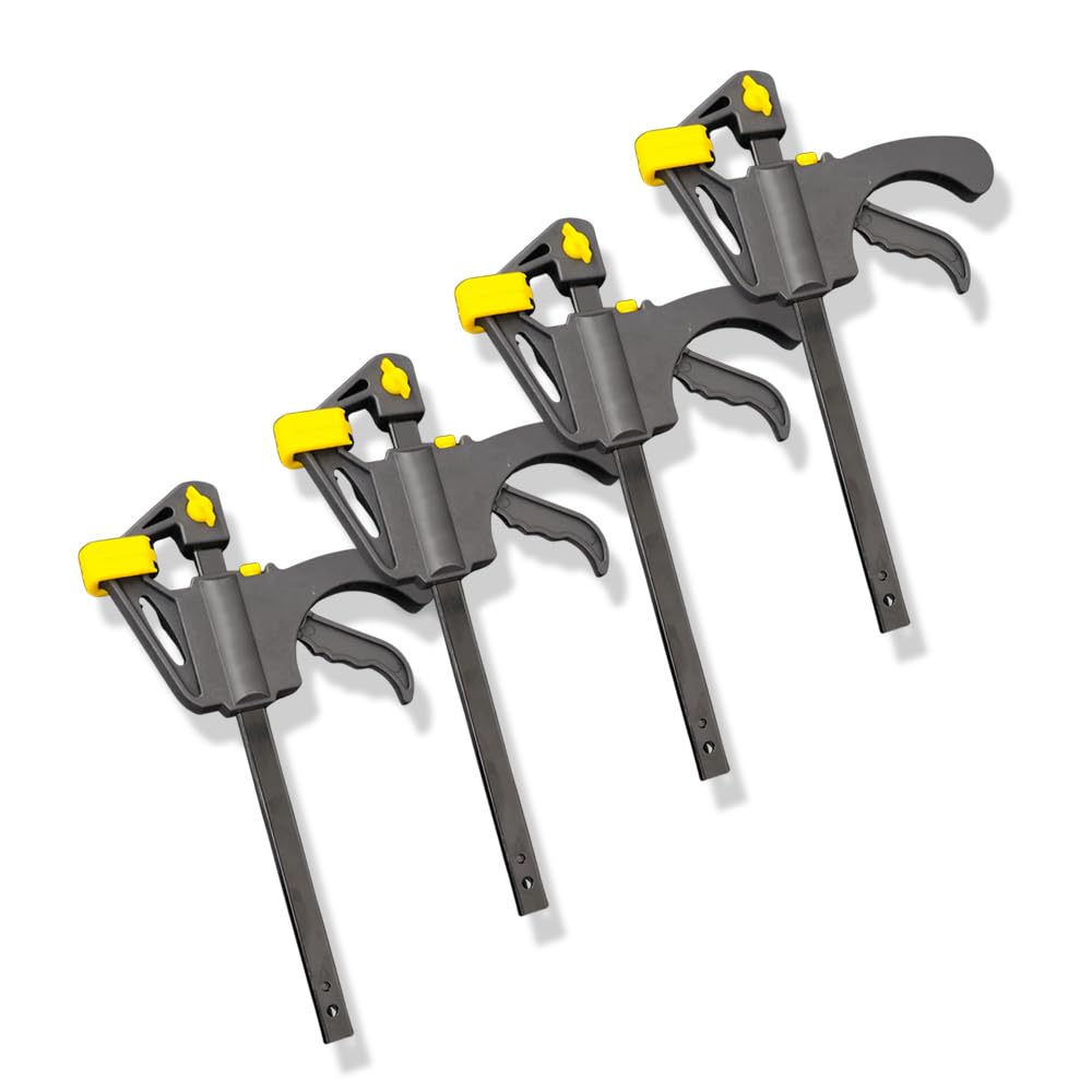 Kit 4 Grampo Sargento Marceneiro Universal Aperto Rapido 6pol. 150mm Tipo F Aperto 63kg Fixação Forte