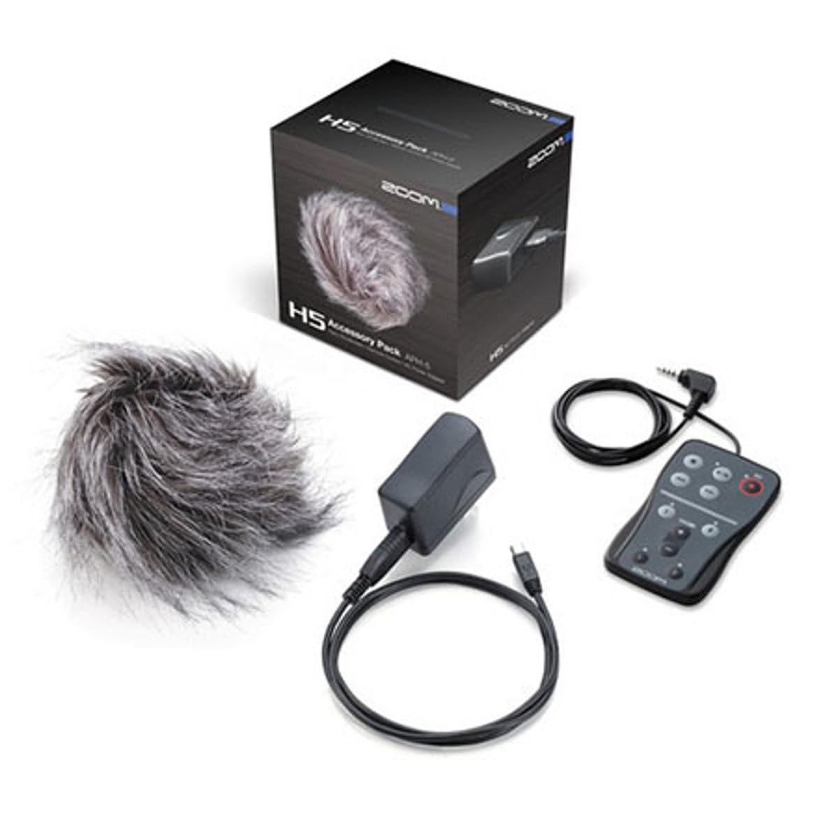 Zoom Pacote de acessórios APH-5 para gravador portátil H5, inclui controle remoto com cabo de extensão, adaptador CA USB e para-brisas peludos