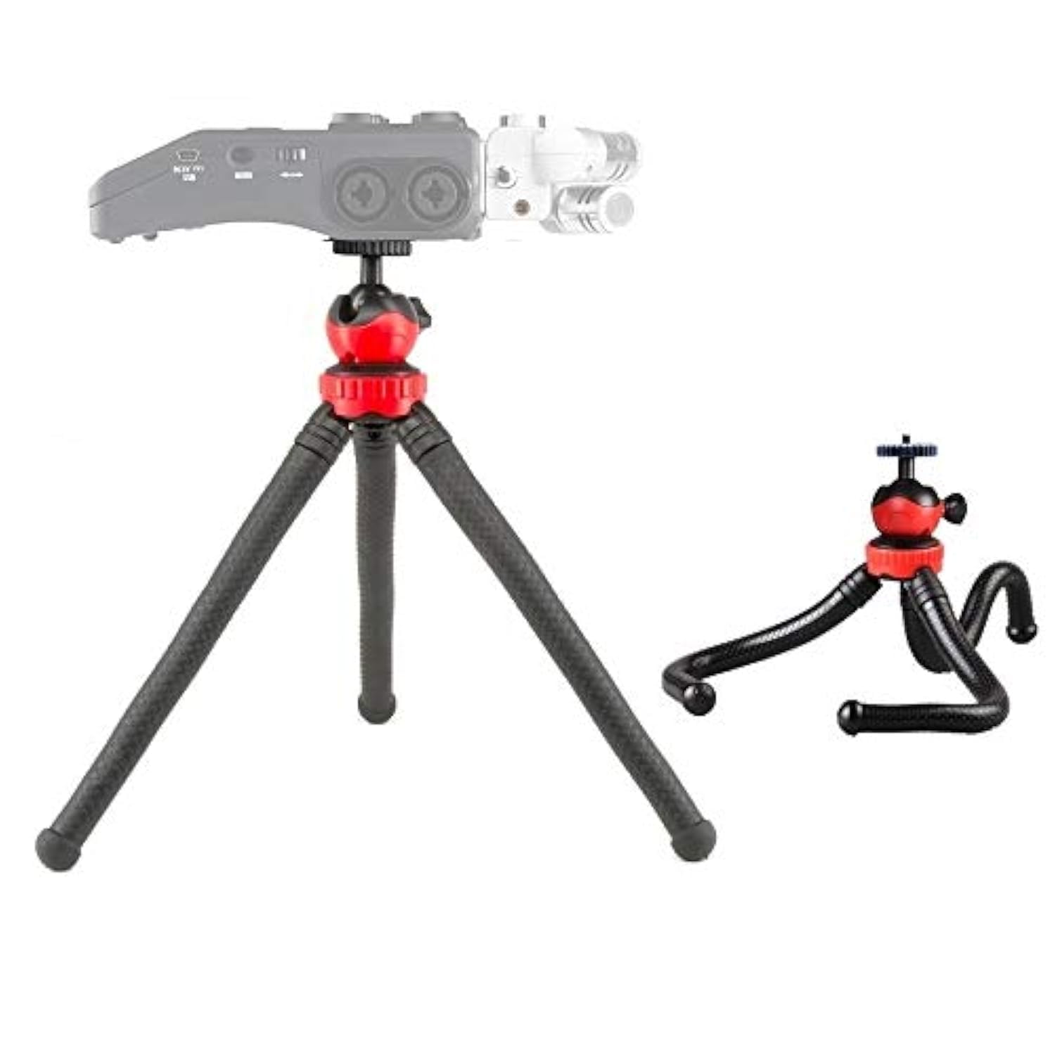 Suporte de tripé flexível de 30 cm para gravador de zoom H6 H5 H4n H2n H1n - Acetaken preto + vermelho