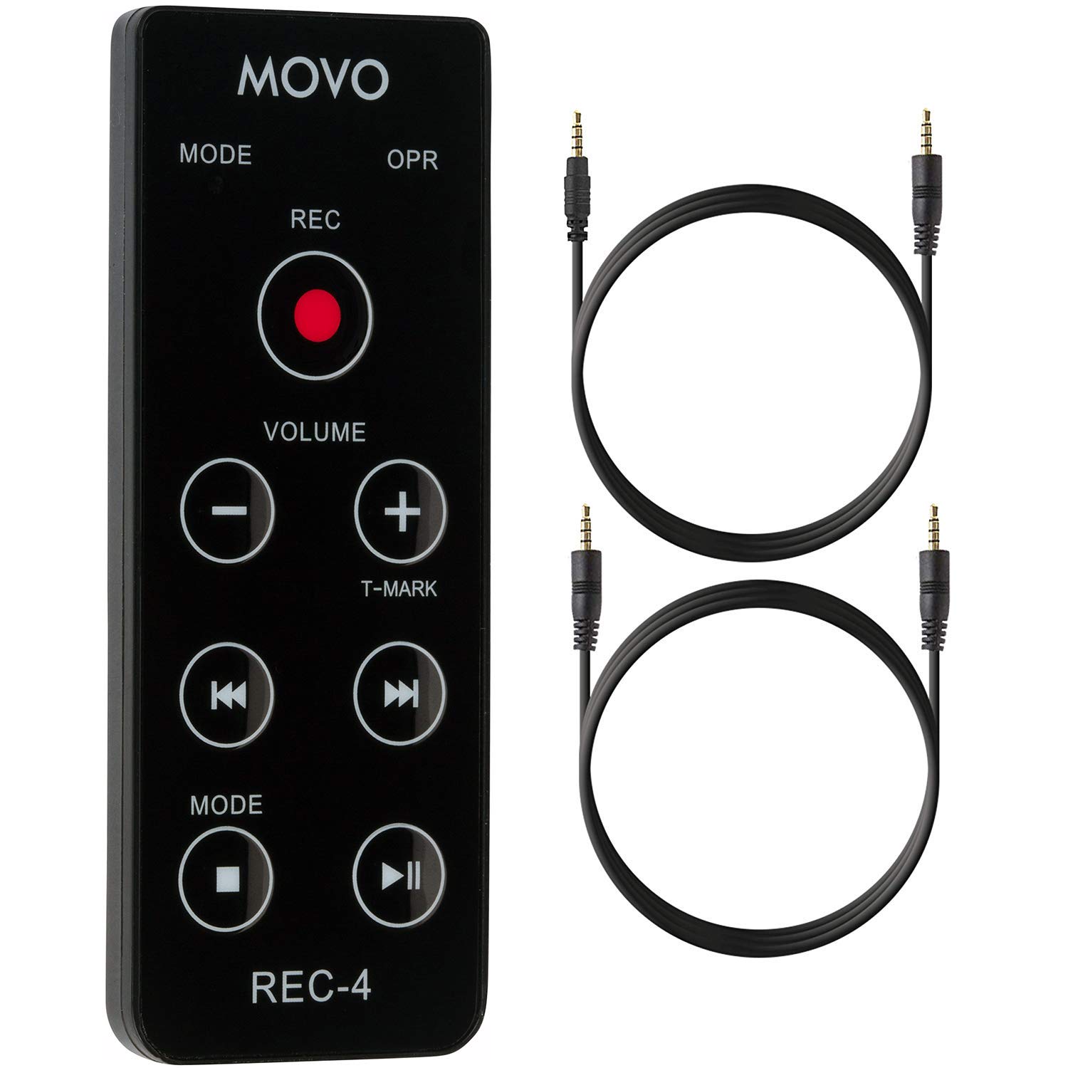 Controle remoto com fio Movo REC-4 para gravadores digitais portáteis Zoom H2n, H4n Pro, H5 e H6 - também compatível com Sony M10, D50, D100