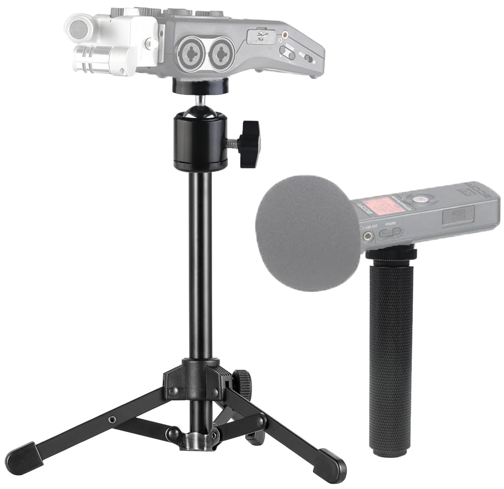 Kit de suporte de tripé e alça para gravador portátil compatível com Zoom H1essential, H4n Pro, H6, H1n, Q2n, H4essential, H6essential, H2n, H5 Handy Recorder e Tascam DR-40x, DR-05x, DR-07x Gravador