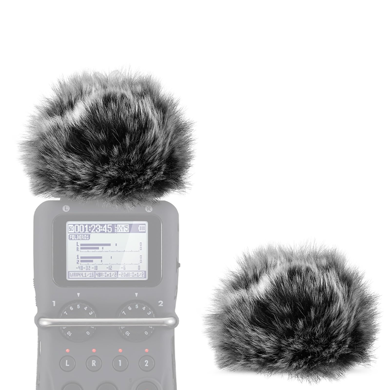 Geekria Para Creators Peludo Para-brisas Compatível com ZOOM H5, H6 Handy Recorder, Mic DeadCat Wind Cover Muff, Para-brisa, Gravador Digital Portátil (Cinza/Pacote com 2)