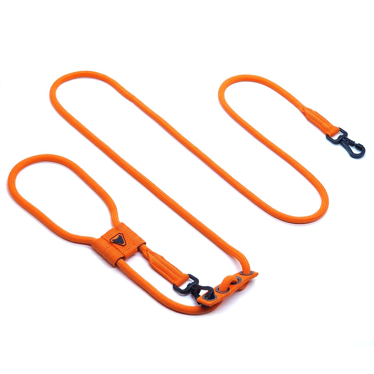 Guia Mãos Livres para Cachorros, Multifuncional, Corda 10mm, 2,4m Ajustável, para Corrida e Caminhada, Suporta até 150kg, com 2 Mosquetões de Liga de Alumínio e Zinco (LARANJA)