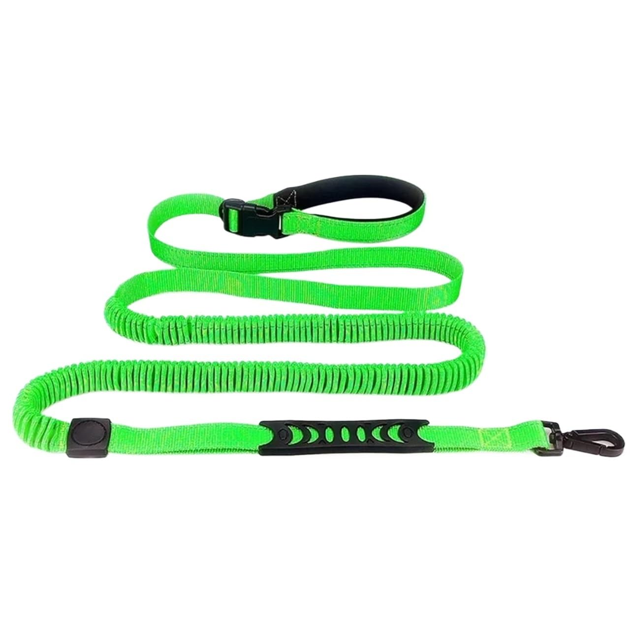 Coleira para cães mãos livres, retrátil, alça dupla, elástico e cintura de | Coleira de cintura mãos livres com alças duplas, absorção de choque elástico, costura reflexiva para pouca luz (verde B)