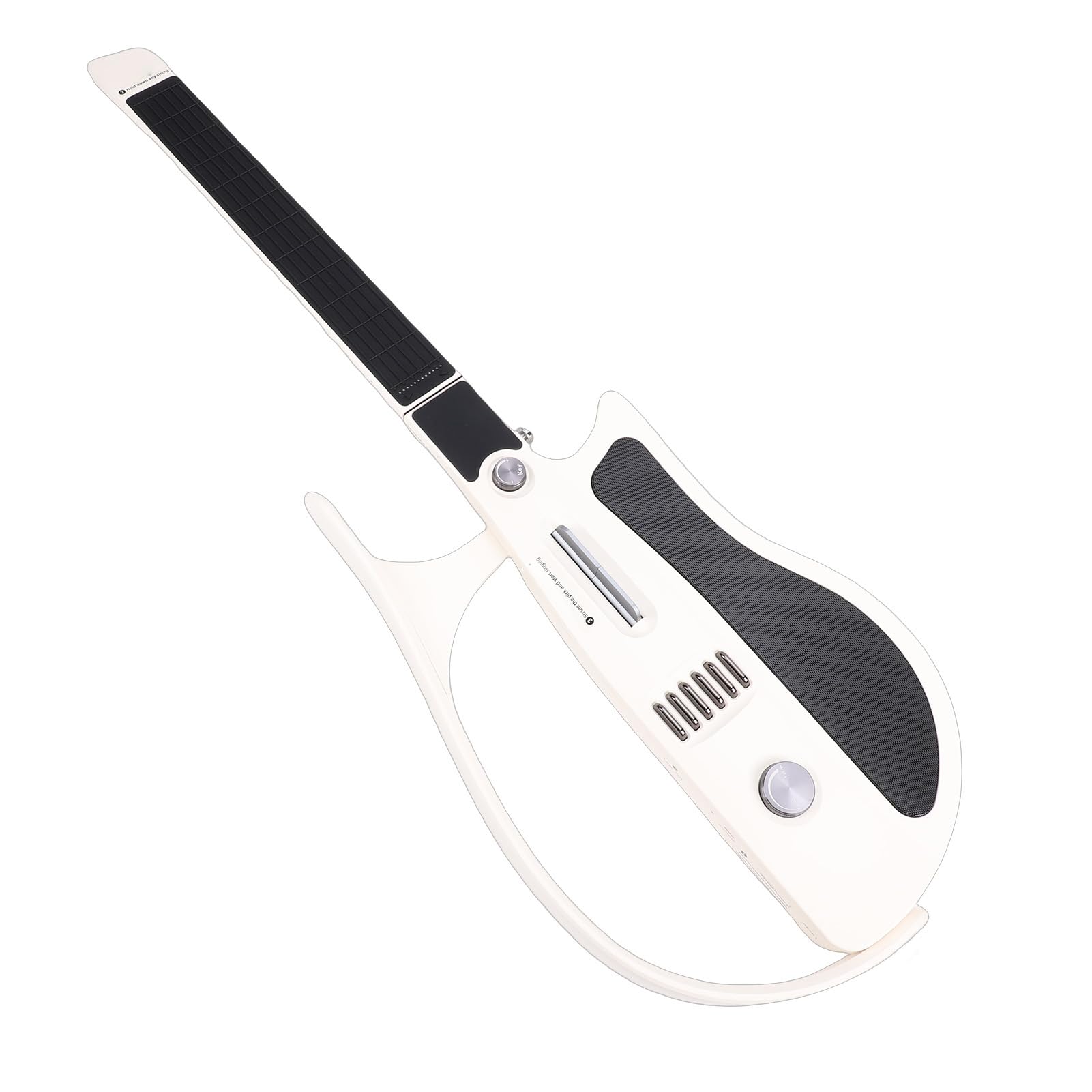 Alomejor Guitarra Inteligente, Elétrica Inteligente Dobrável Com Afinador Embutido, Guitarra de Viagem Sem Cordas para Iniciantes Prática Branca 18,5x7,9in