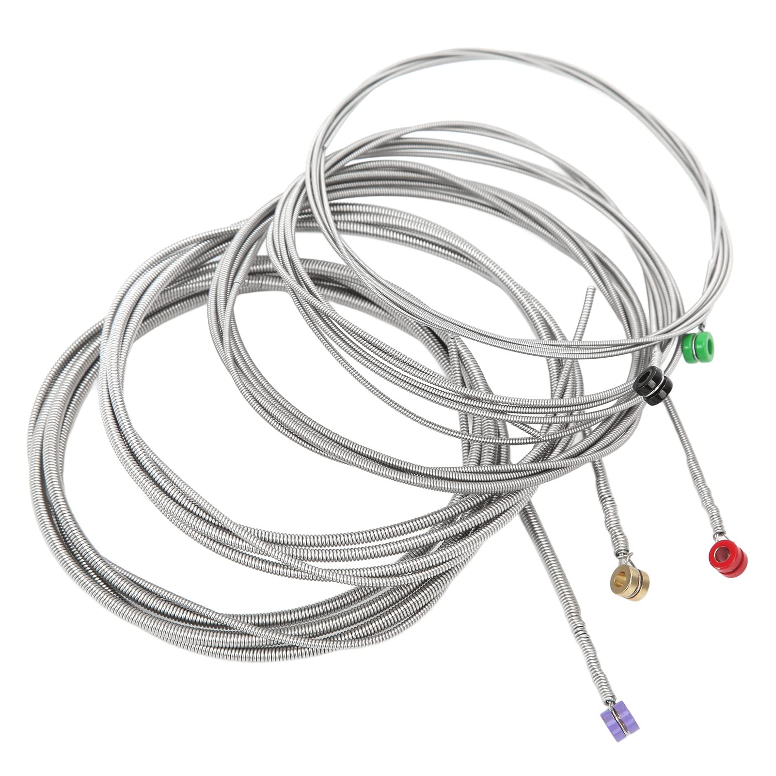 Cordas de Guitarra Elétrica, Conjunto de Cordas de Baixo de Metal de 5 Peças para Músicos Profissionais, Aço Carbono Reforçado Multicolorido, Perfeito para Iniciantes e Jogadores
