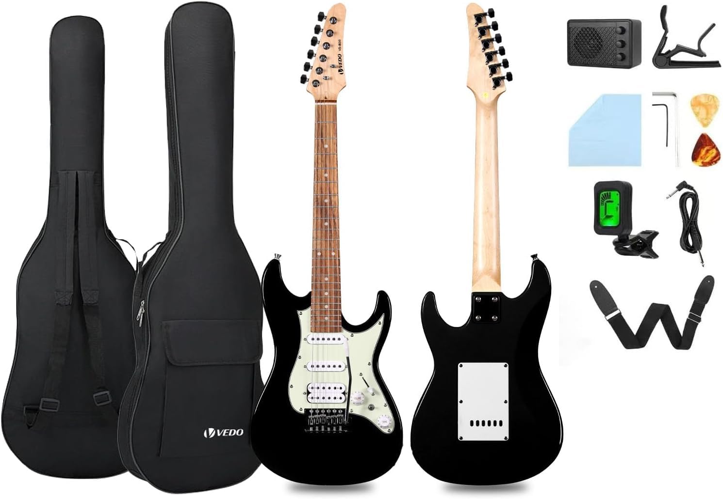 VEDO Kit Guitarra Elétrica Infantil Iniciantes Mini 30 Polegadas ST | Adequada para Meninos e Meninas, Com Amplificador, Bolsa 600D, Afinador, Palhetas e Cabo