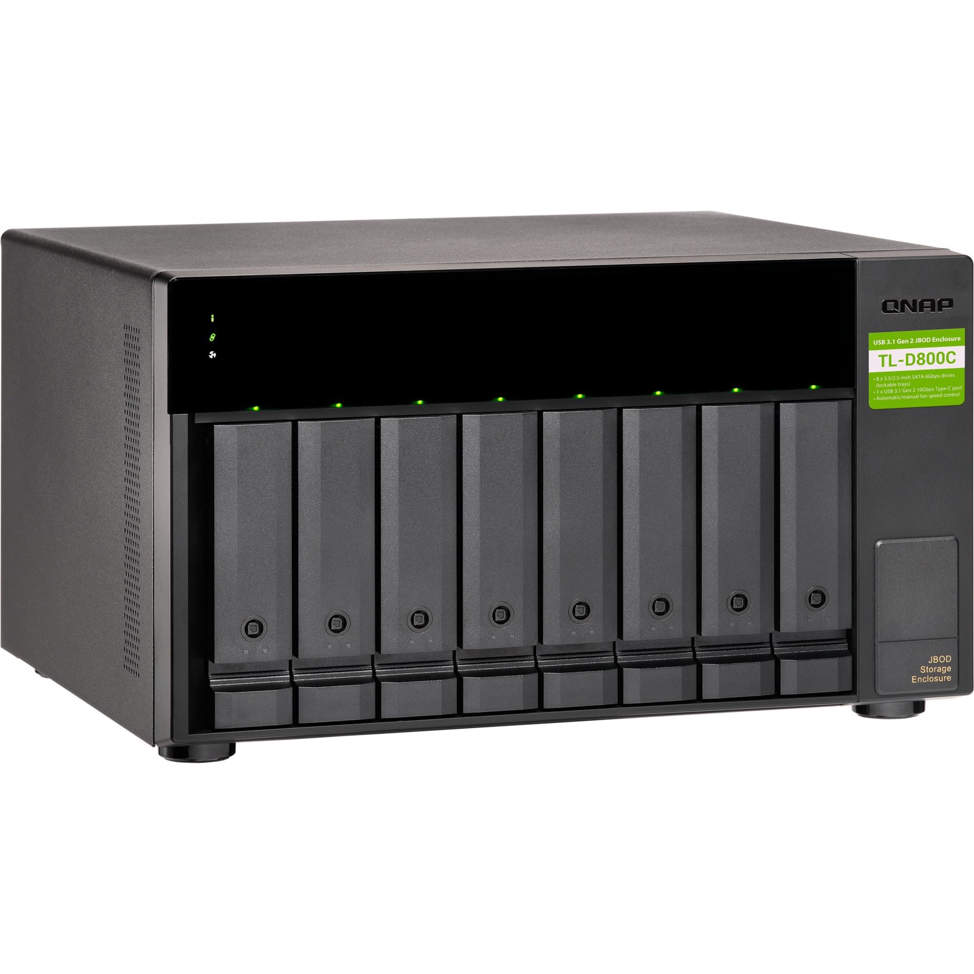 NAS QNAP 8 baias TL-D800C (1x USB 3.2 Gen 2 Type-C, Unidade de expansão USB, sem discos)